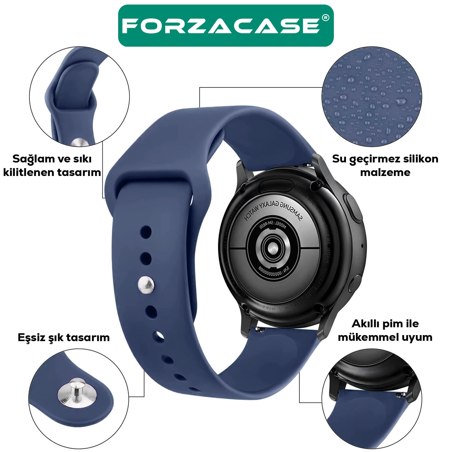 Forzacase Samsung Gear S2 / S3 / S3 Frontier ile uyumlu Silikon Kordon Kayış - FC876