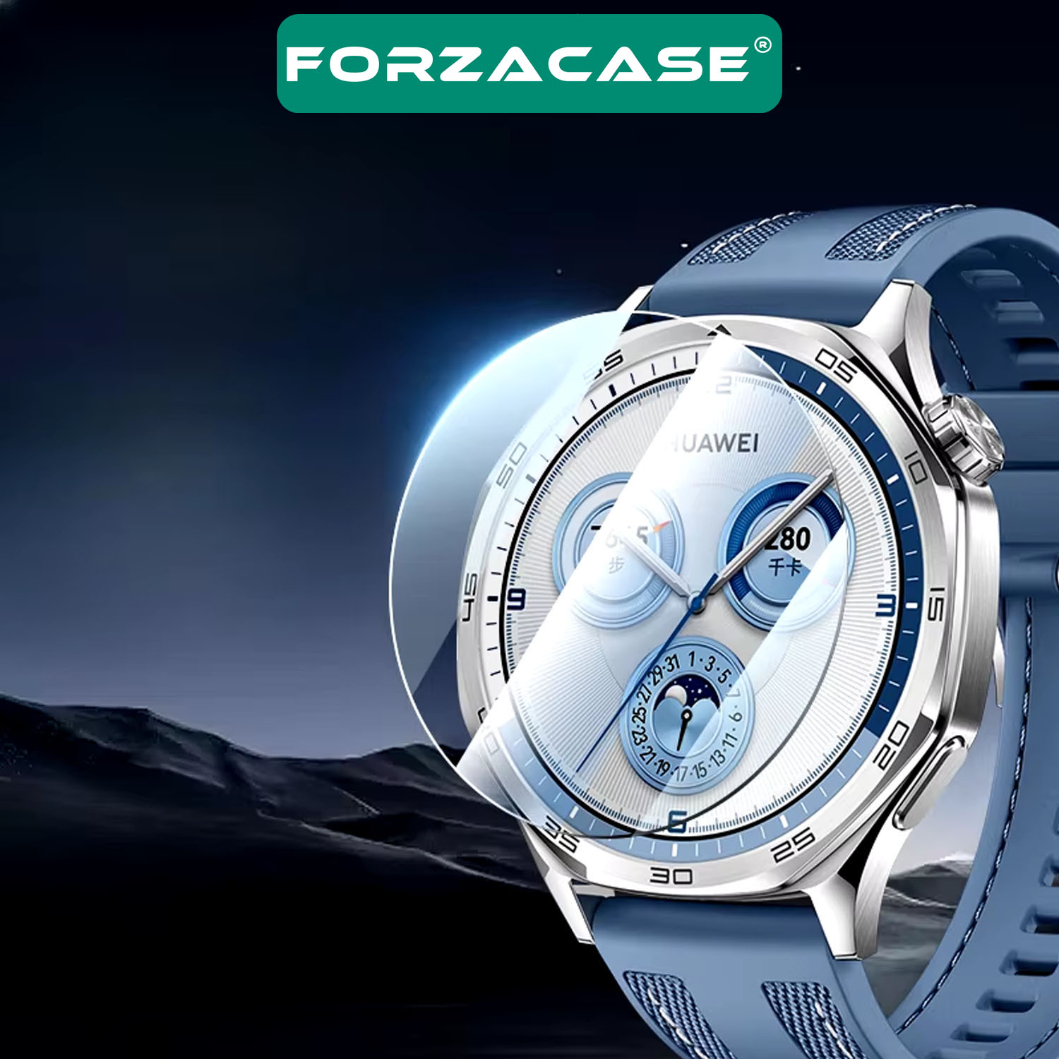 Forzacase Huawei Watch GT 5 Pro 46mm ile uyumlu Silikon Kordon Kayış + Kırılmaz Cam Koruma - FC875