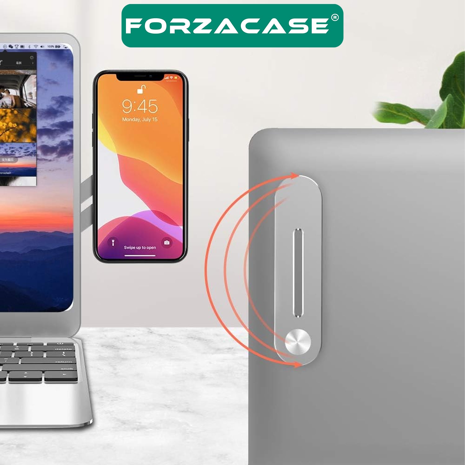 Forzacase Metal Ayarlanabilir Laptop Ve Monitör Yanı Manyetik Telefon Tutucu Mıknatıslı - FC880