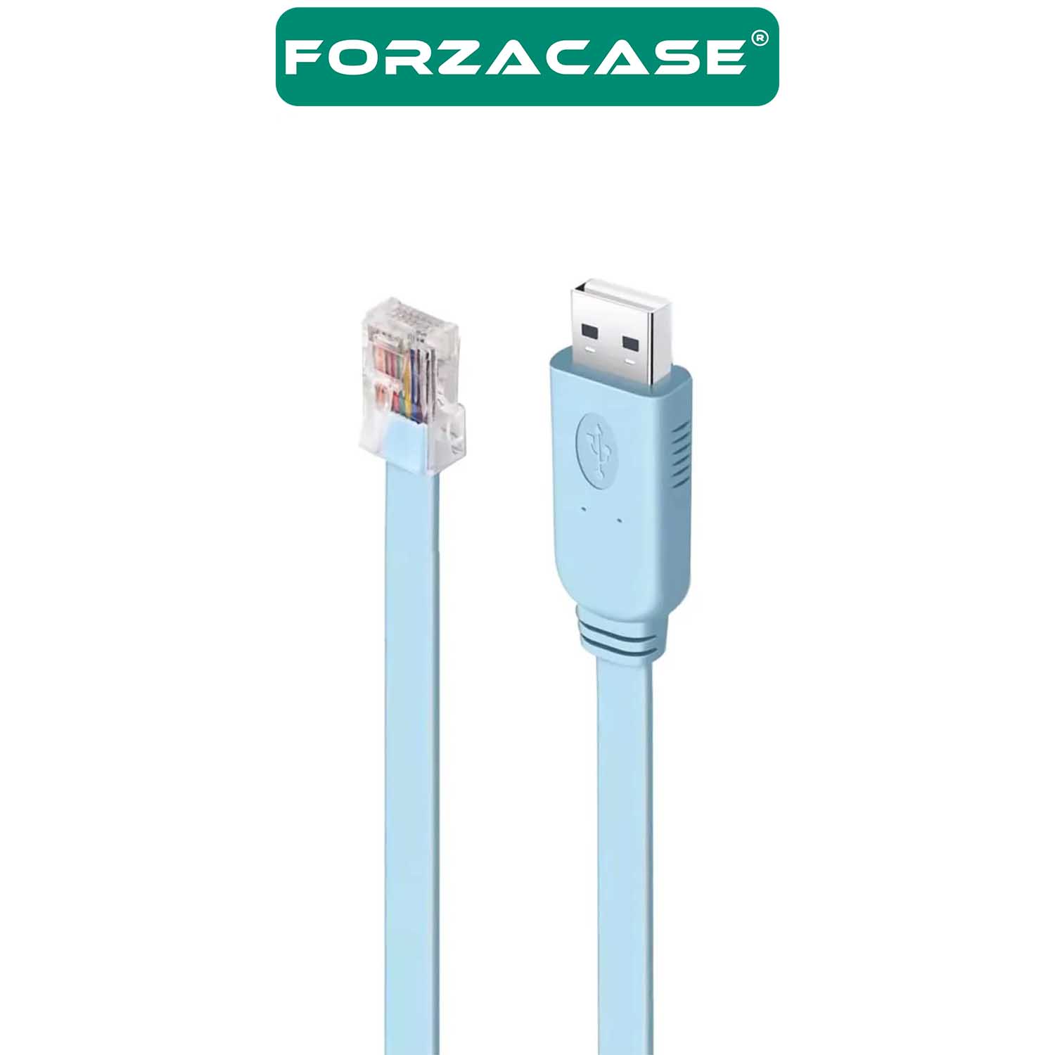 Forzacase 1.8mt USB 2.0 Cisco Seri Yönlendirici USB’den RJ45’e Çeviren Konsol Kablosu Mavi - FC883