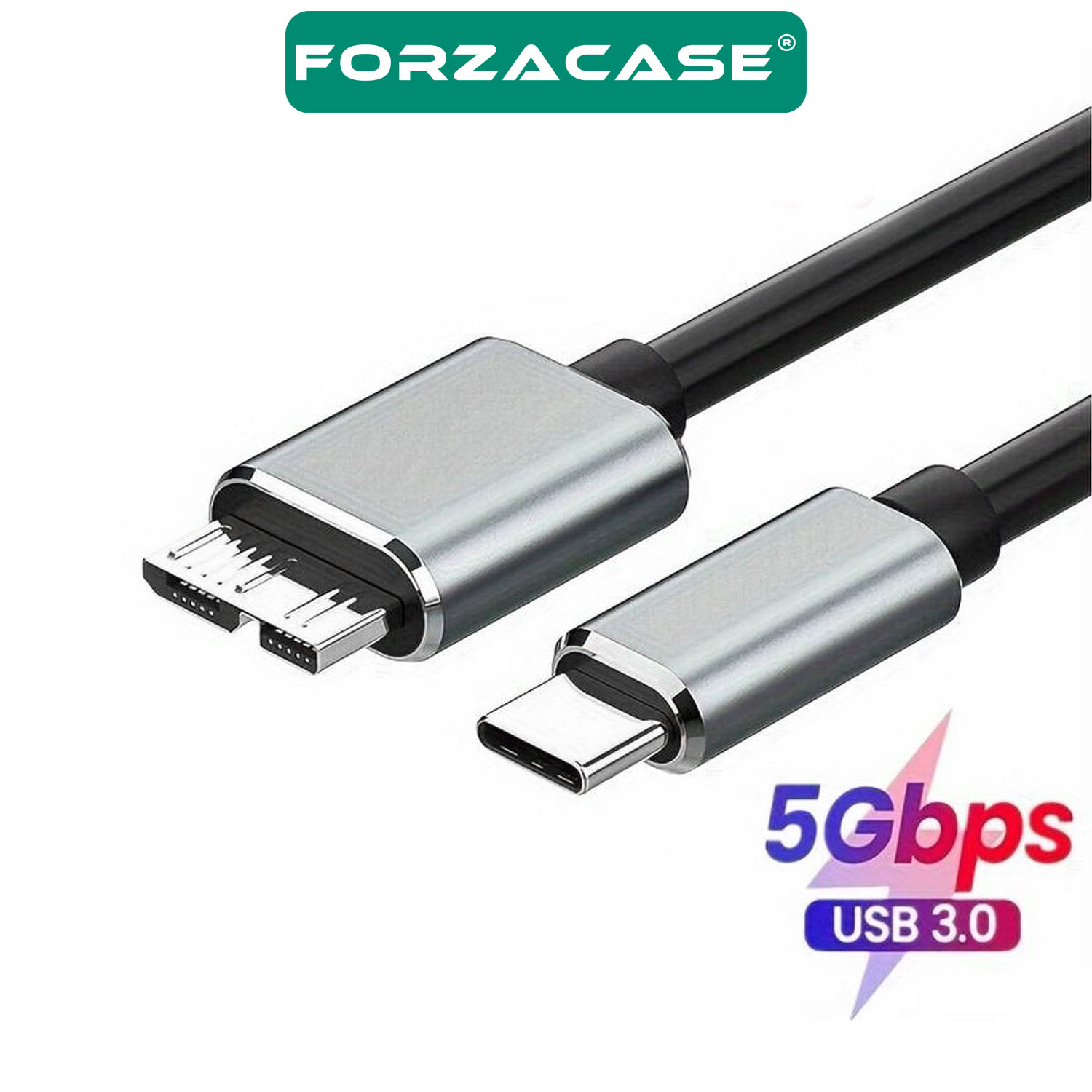 Forzacase Type-C to Micro B 3.0 Şarj ve Data Veri Kablosu 5 Gbps 5V3A 50 cm - FC884