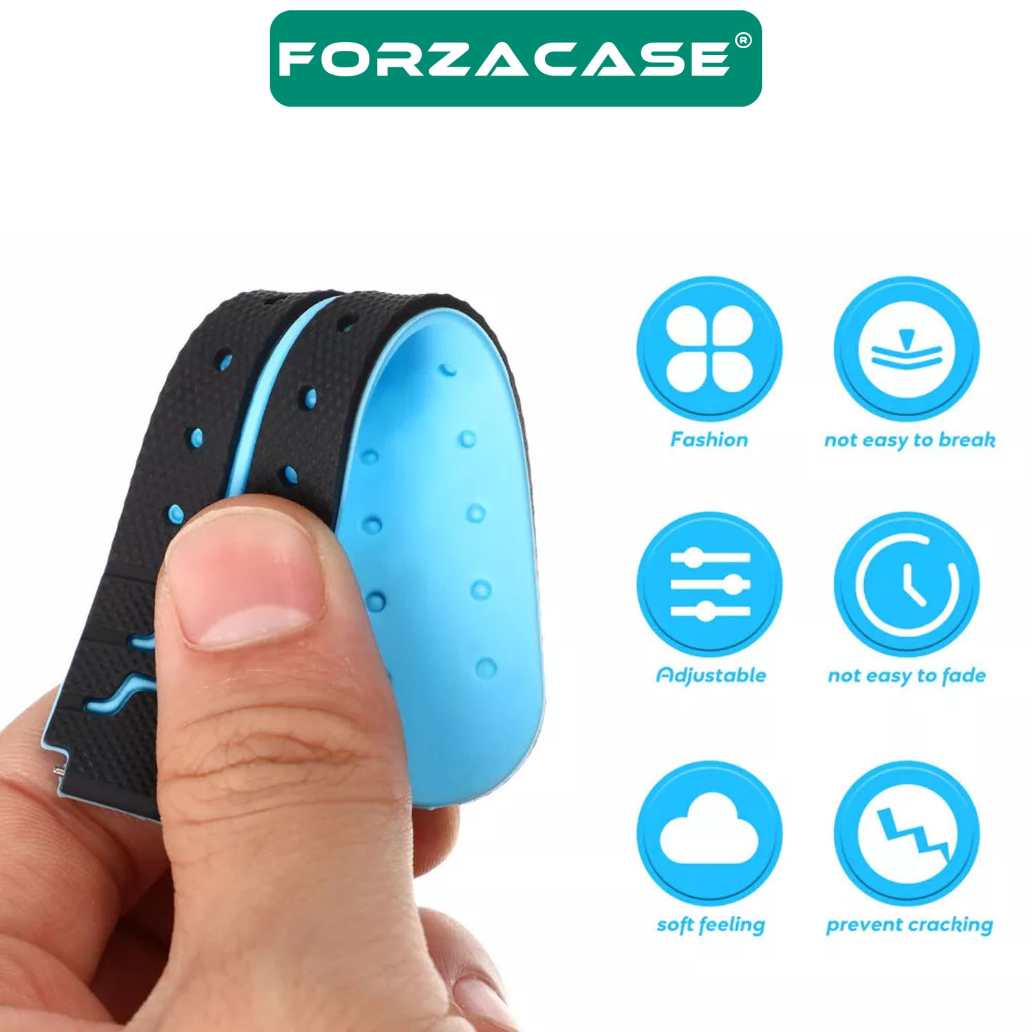Forzacase 16mm Akıllı Çocuk Saatleri ile uyumlu Çift Renk Şık Silikon Kordon Kayış - FC889