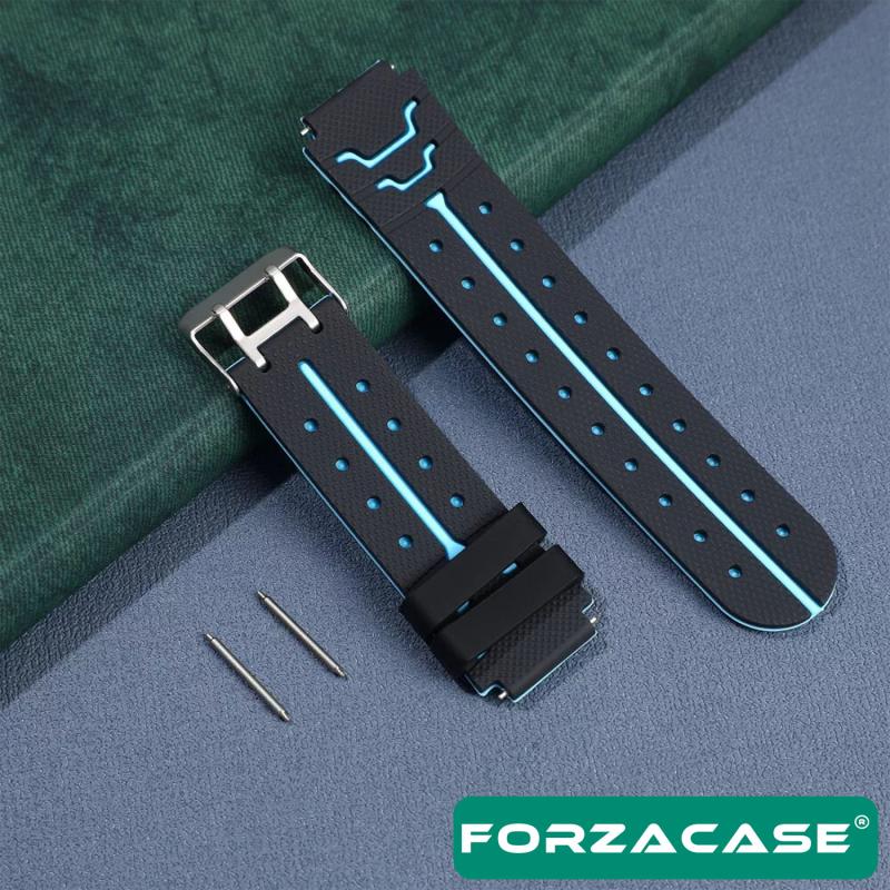 Forzacase 16mm Akıllı Çocuk Saatleri ile uyumlu Çift Renk Şık Silikon Kordon Kayış - FC889