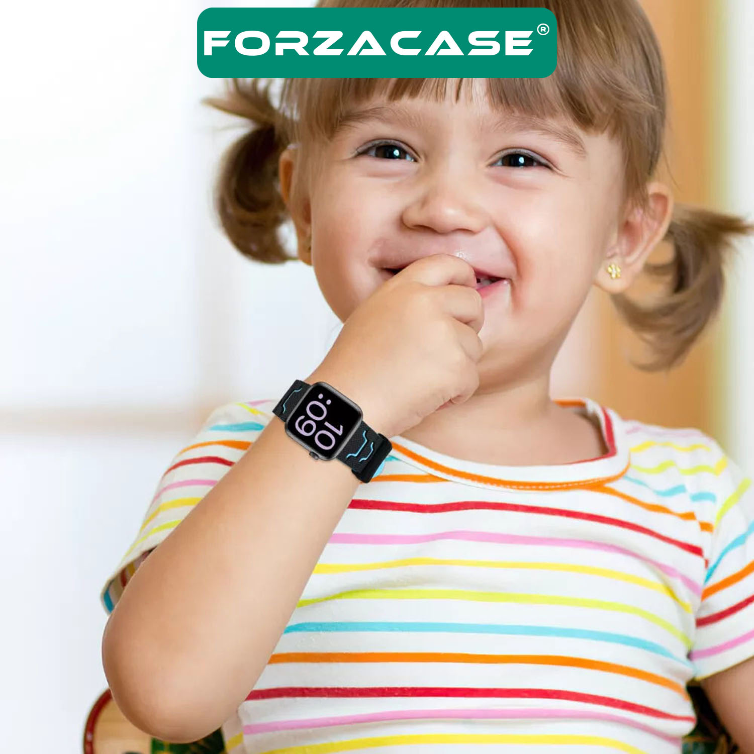 Forzacase 16mm Akıllı Çocuk Saatleri ile uyumlu Çift Renk Şık Silikon Kordon Kayış - FC889