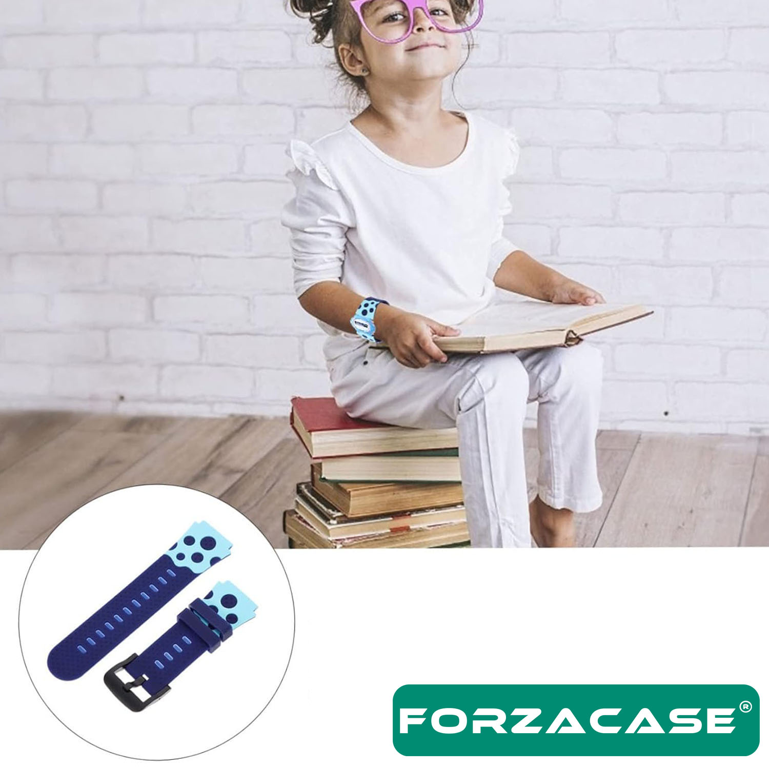 Forzacase TCL Movetime MT46X Akıllı Çocuk Saat ile uyumlu Çift Renk Şık Silikon Kordon Kayış - FC891