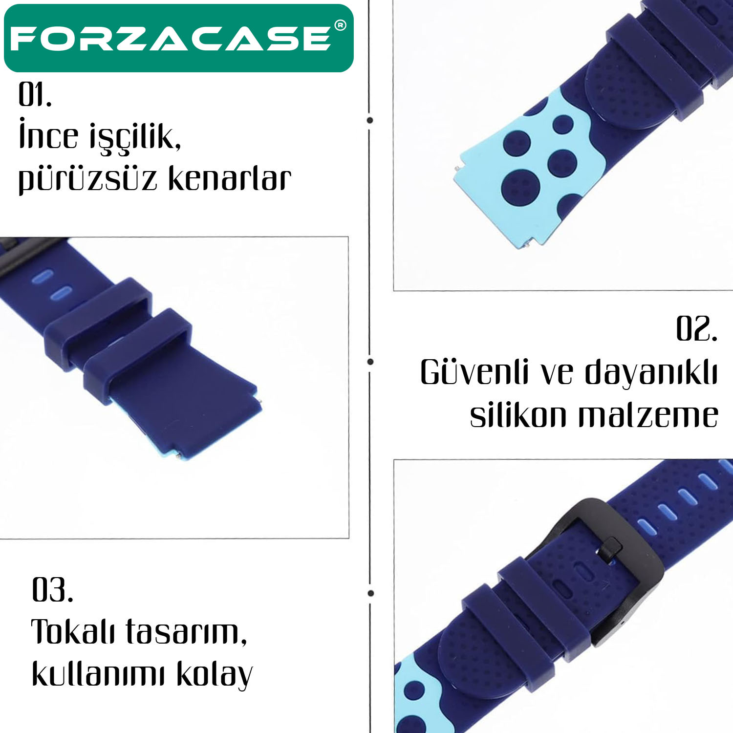 Forzacase TCL Movetime MT46X Akıllı Çocuk Saat ile uyumlu Çift Renk Şık Silikon Kordon Kayış - FC891