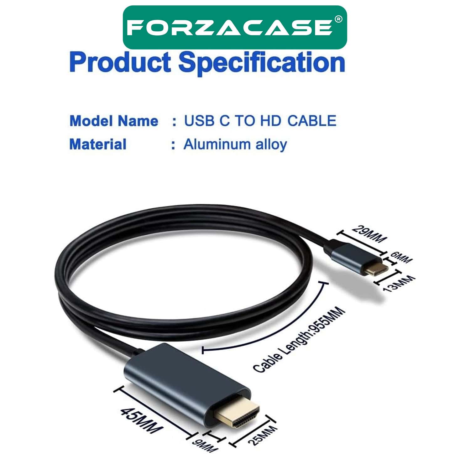 Forzacase Type-C to DP Kablo 8K 60hz / 4K 120hz Görüntü Aktarıcı Kablo 2 metre - FC894