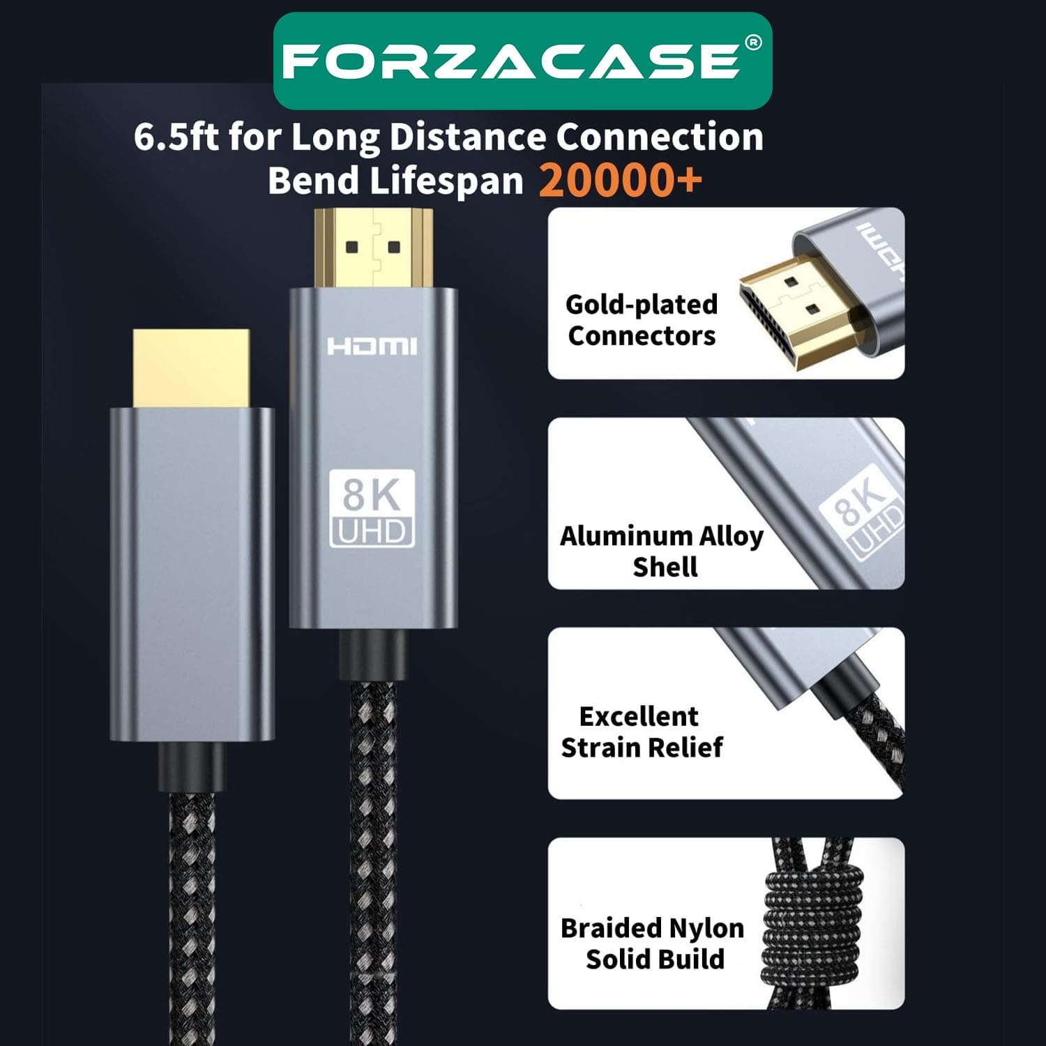 Forzacase DP to DP Kablo 8K 60hz / 4K 120hz Görüntü Aktarıcı Kablo 2 metre - FC895