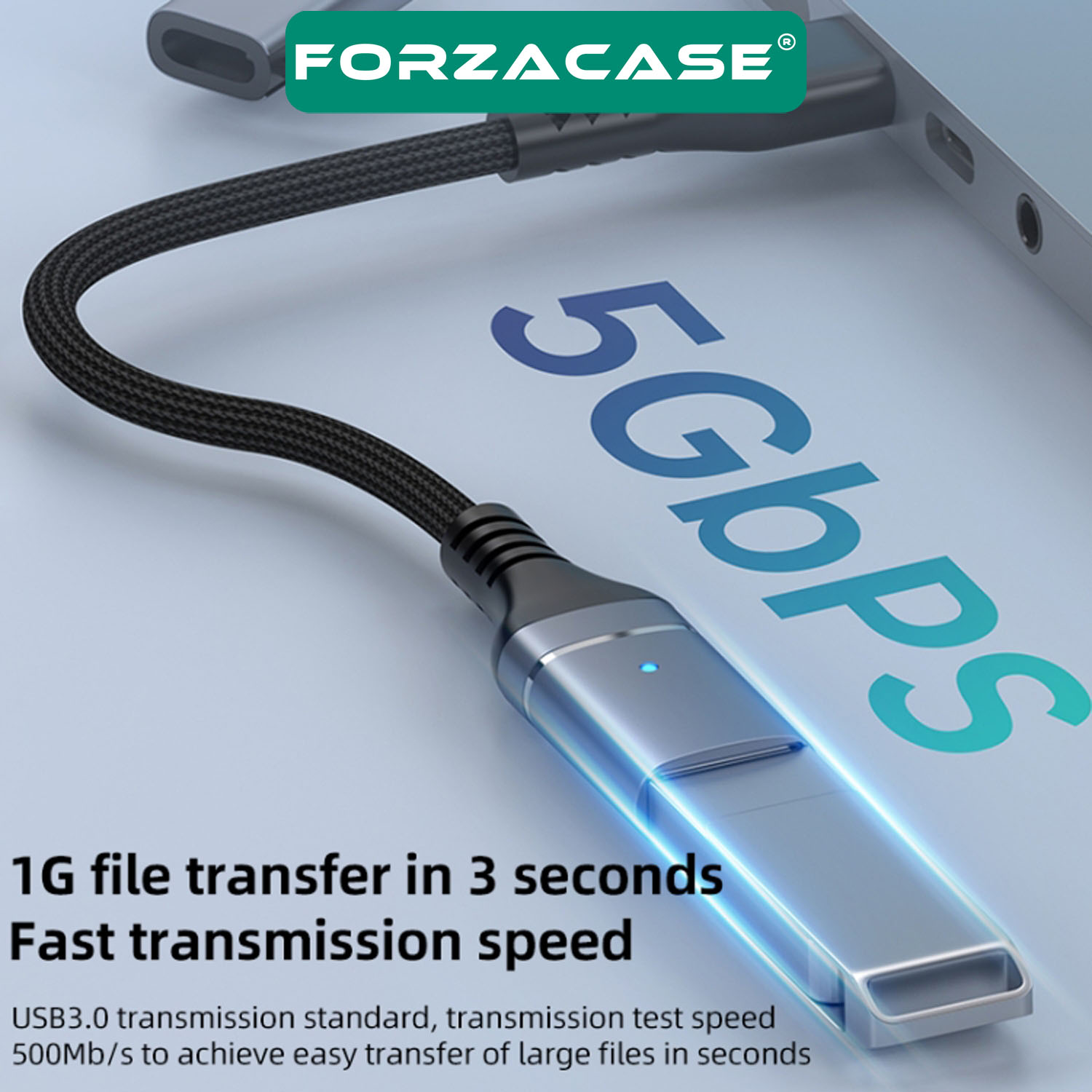 Forzacase 2in1 Multi Giriş Type-C ve Lightning Girişli USB 3.0 OTG Adaptörü - FC899