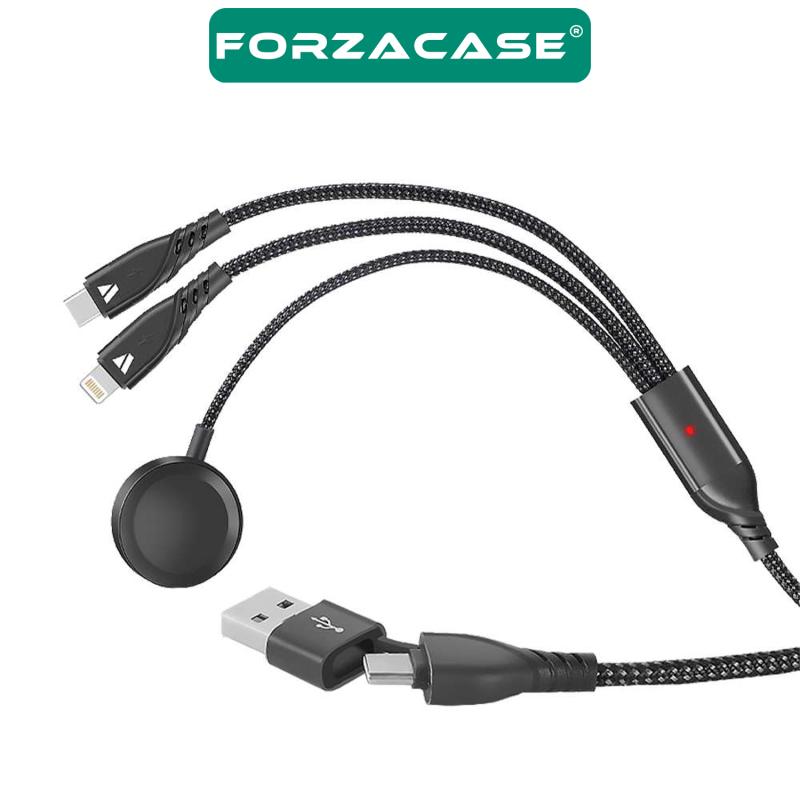 Forzacase USB Type-C Multi Giriş 100W 3in1 Type-C, Lightning ve Apple Watch Çoklu Şarj Kablosu FC900