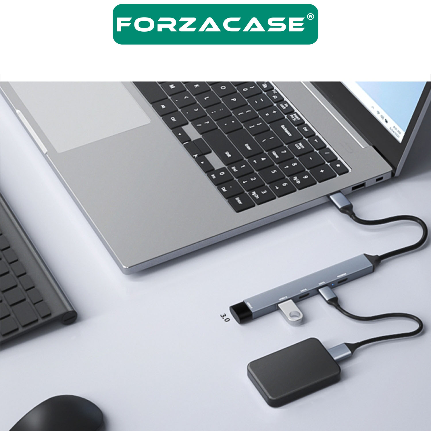 Forzacase 5in1 Type-C to USB 3.0 PD Çoklayıcı 100W Şarj Adaptörü USB-C Çoklayıcı Çevirici - FC902