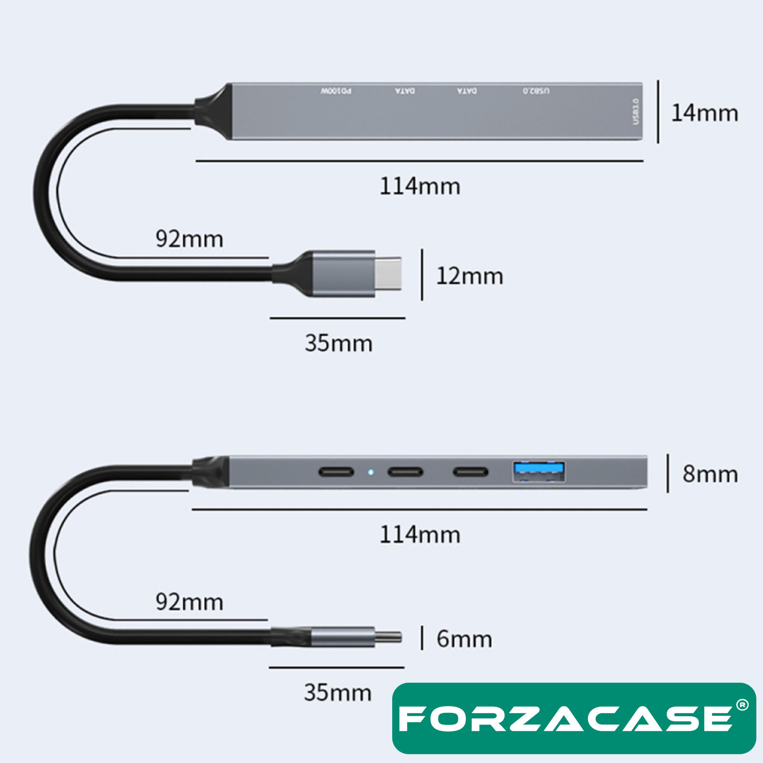 Forzacase 5in1 Type-C to USB 3.0 PD Çoklayıcı 100W Şarj Adaptörü USB-C Çoklayıcı Çevirici - FC902