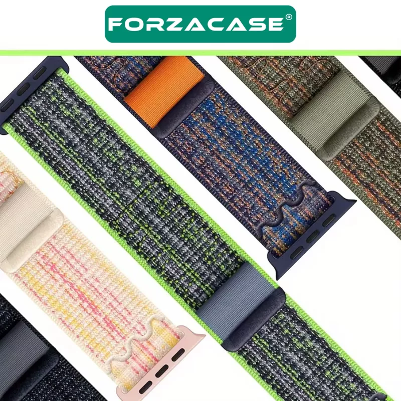 Forzacase Apple Watch Ultra SE 3 44mm ile uyumlu Hasır Örgü Cırtlı Kordon Kayış - FC909