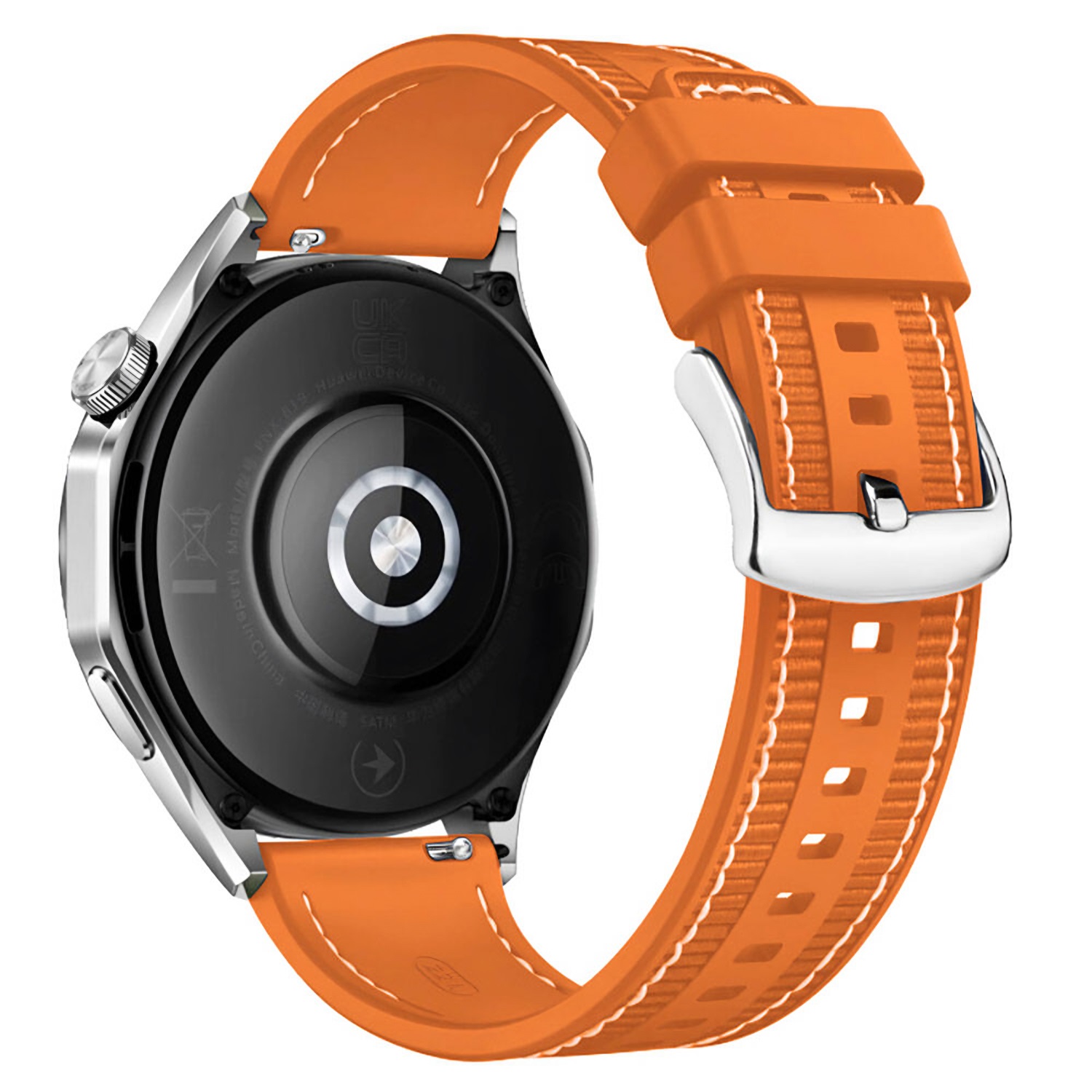 Forzacase Huawei Watch GT2 42 mm ile uyumlu Dikişli Kumaş Görünüm Silikon Kordon Kayış - FC1059