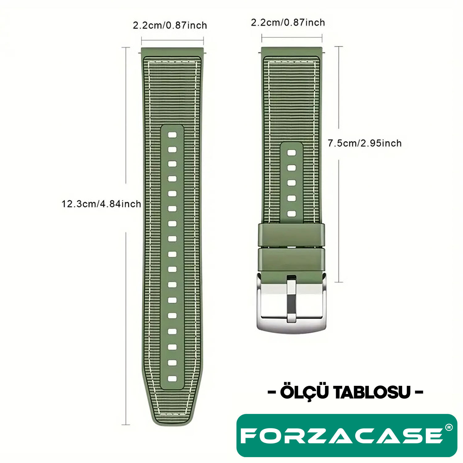 Forzacase Amazfit GTR 2 / 2e 47mm ile uyumlu Dikişli Kumaş Görünüm Silikon Kordon Kayış - FC910