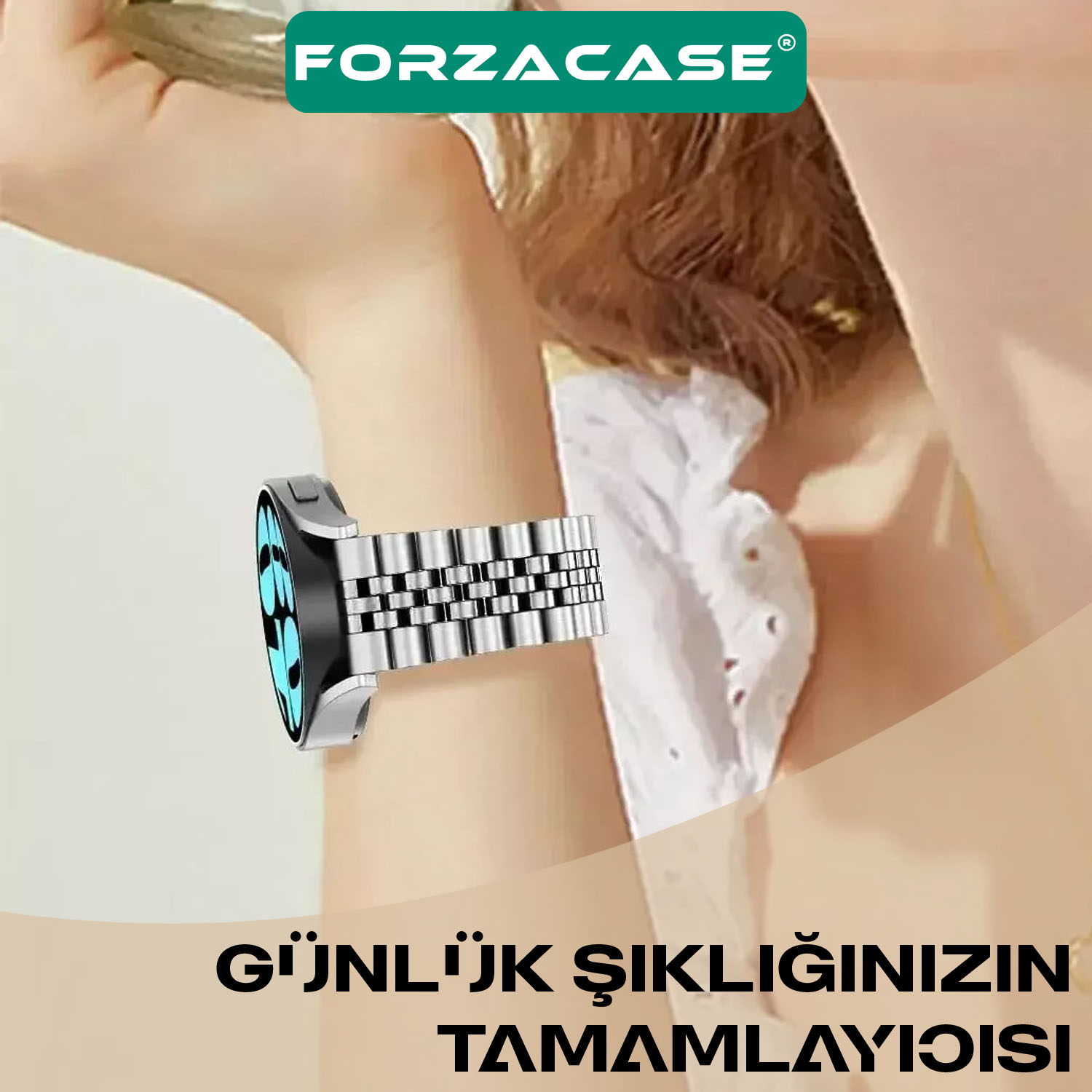 Forzacase Xiaomi Watch S1 Active ile uyumlu Rolex Tasarım Metal Kordon Kayış - FC925