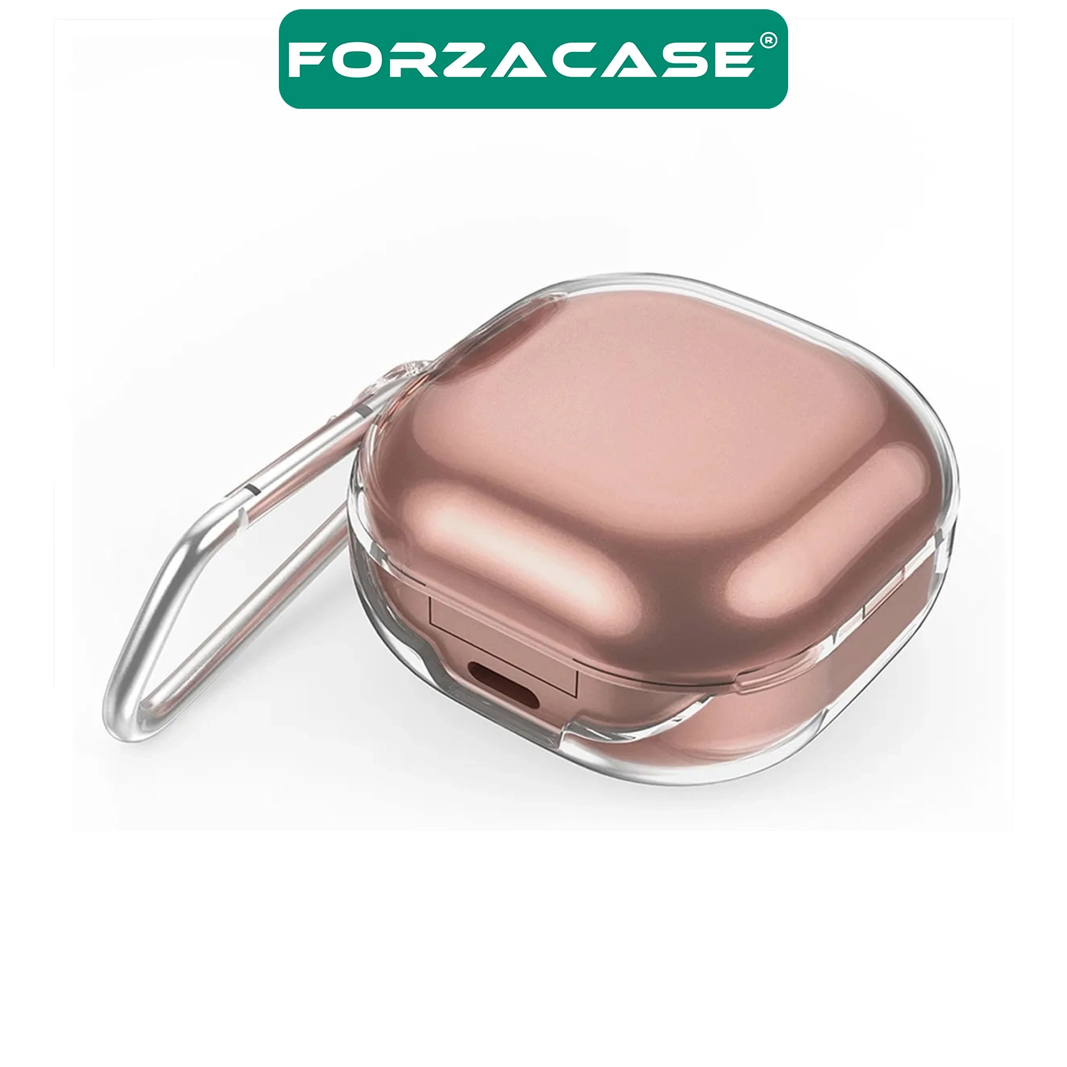 Forzacase Samsung Galaxy Buds Core (2025) / FE (2023) uyumlu Şeffaf Anahtar Askılıklı Kulaklık Kılıfı - FC927