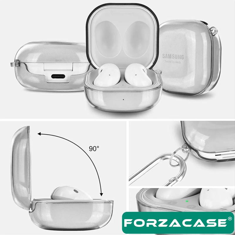 Forzacase Samsung Galaxy Buds 2 / Buds 2 Pro uyumlu Şeffaf Anahtar Askılıklı Bluetooth Kulaklık Kılıfı - FC927
