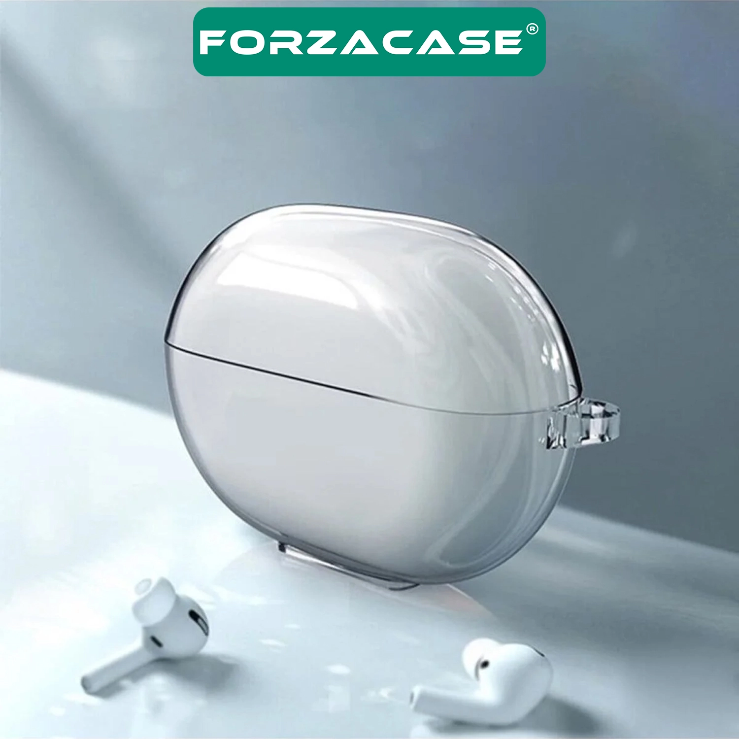 Forzacase Huawei FreeBuds Pro 5 ile uyumlu Şeffaf Anahtar Askılıklı Bluetooth Kulaklık Kılıfı - FC927