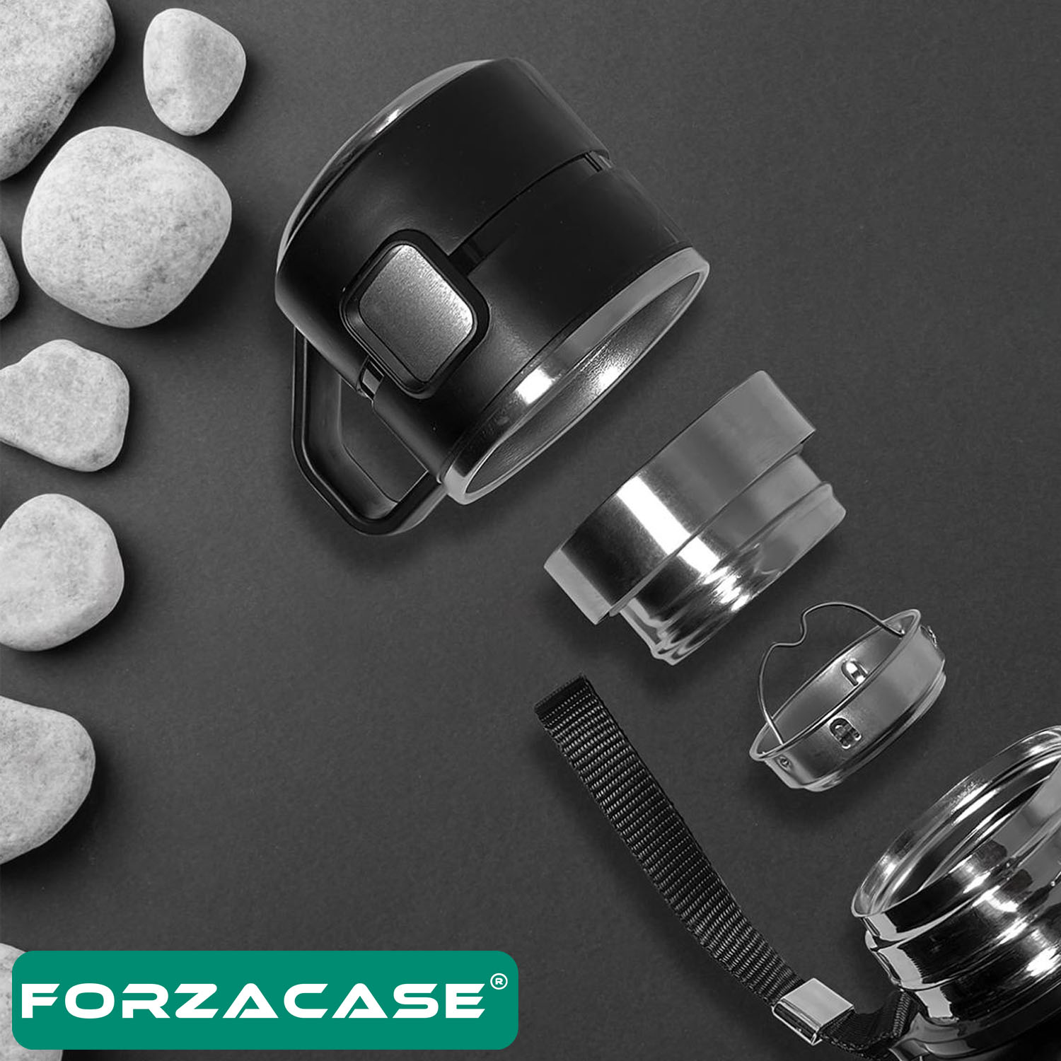 Forzacase Paslanmaz Çelik 1 Litre 10 Saat Sıcak Soğuk Tutan Bardaklı Çay Kahve Su Termosu - FC938