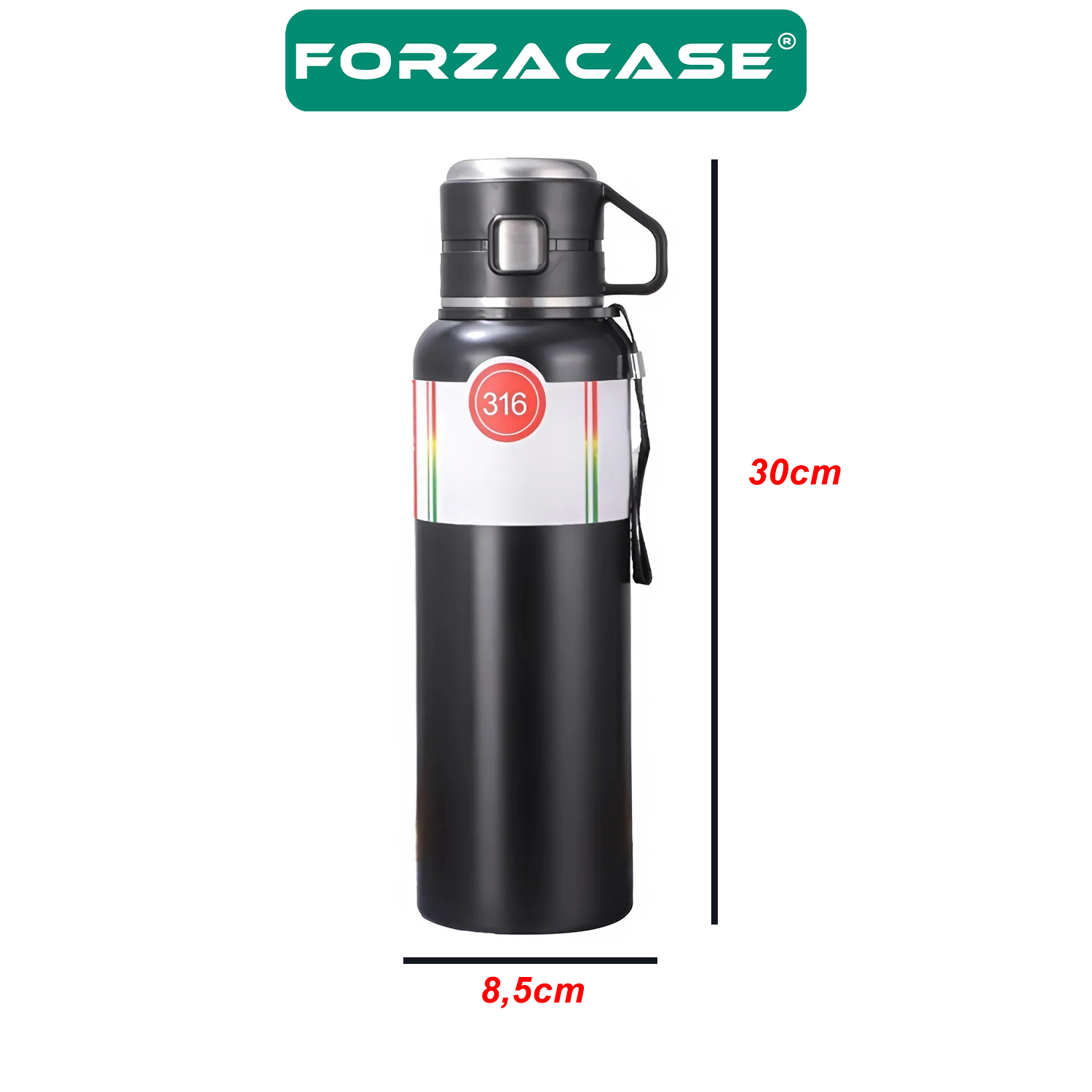 Forzacase Paslanmaz Çelik 1 Litre 10 Saat Sıcak Soğuk Tutan Bardaklı Çay Kahve Su Termosu - FC938