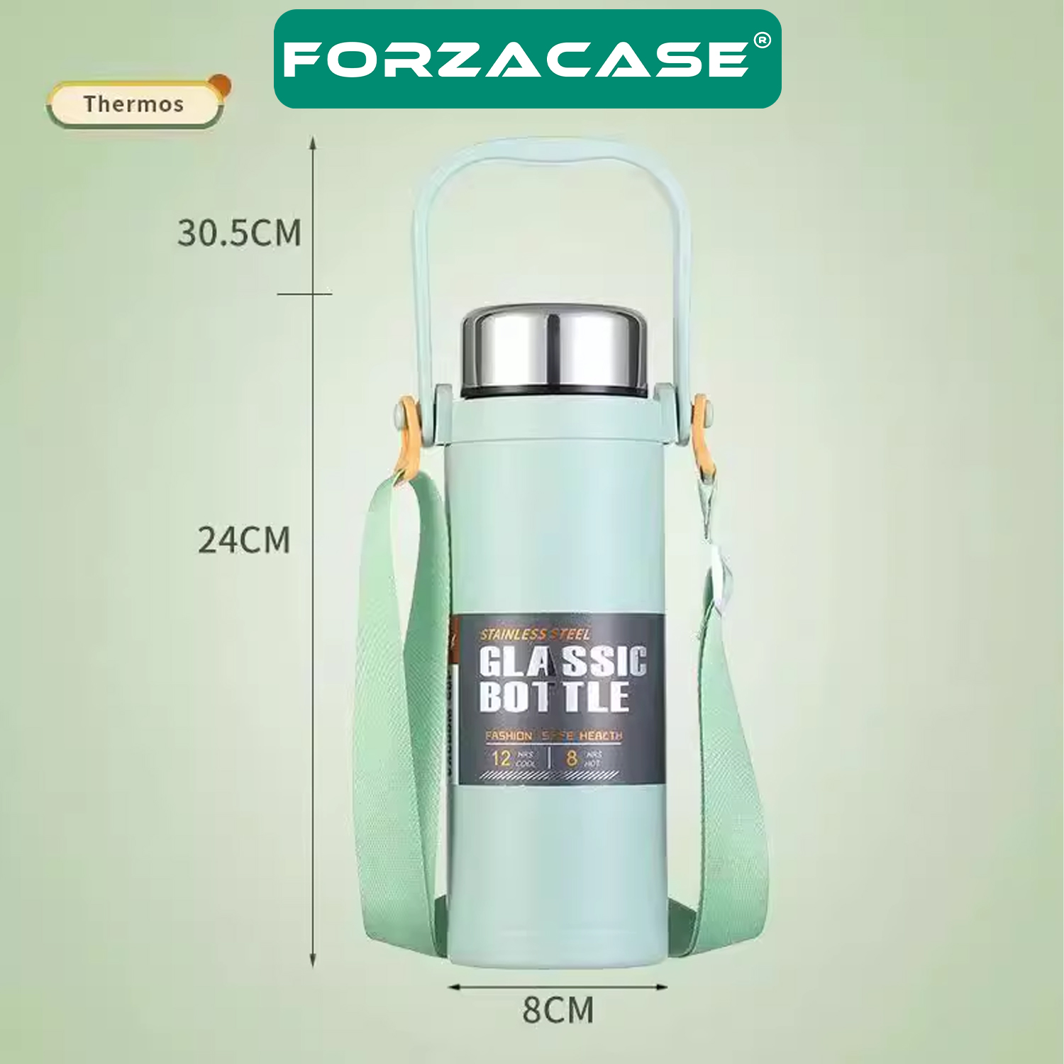 Forzacase Paslanmaz Çelik 800 ml 10 Saat Sıcak Soğuk Tutan Çay Kahve Su Termosu - FC940