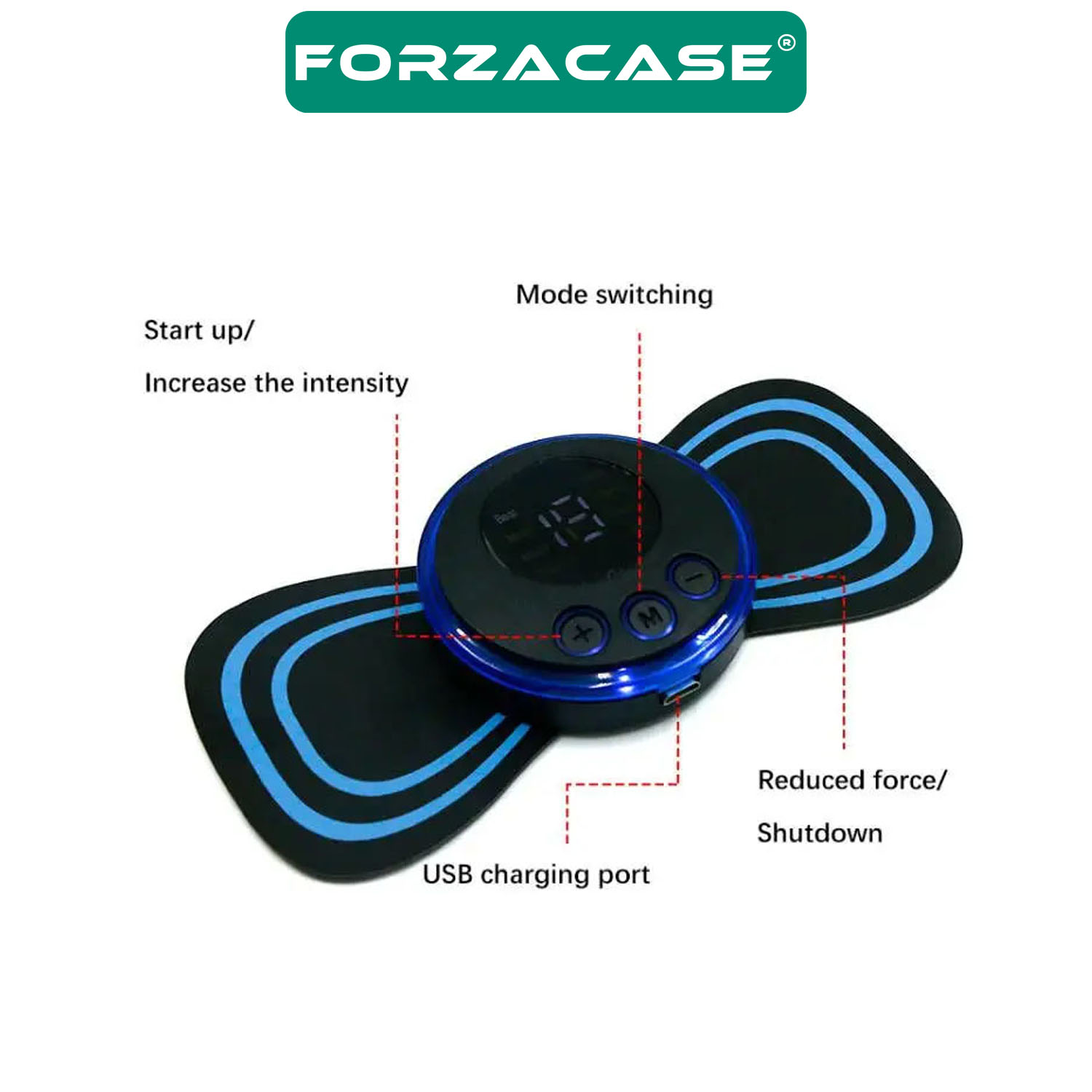 Forzacase 8 Modlu Mini Şarjlı Kelebek LCD Ekran Boyun Omuz Kol Sırt Elektrikli Masaj Bantı - FC949