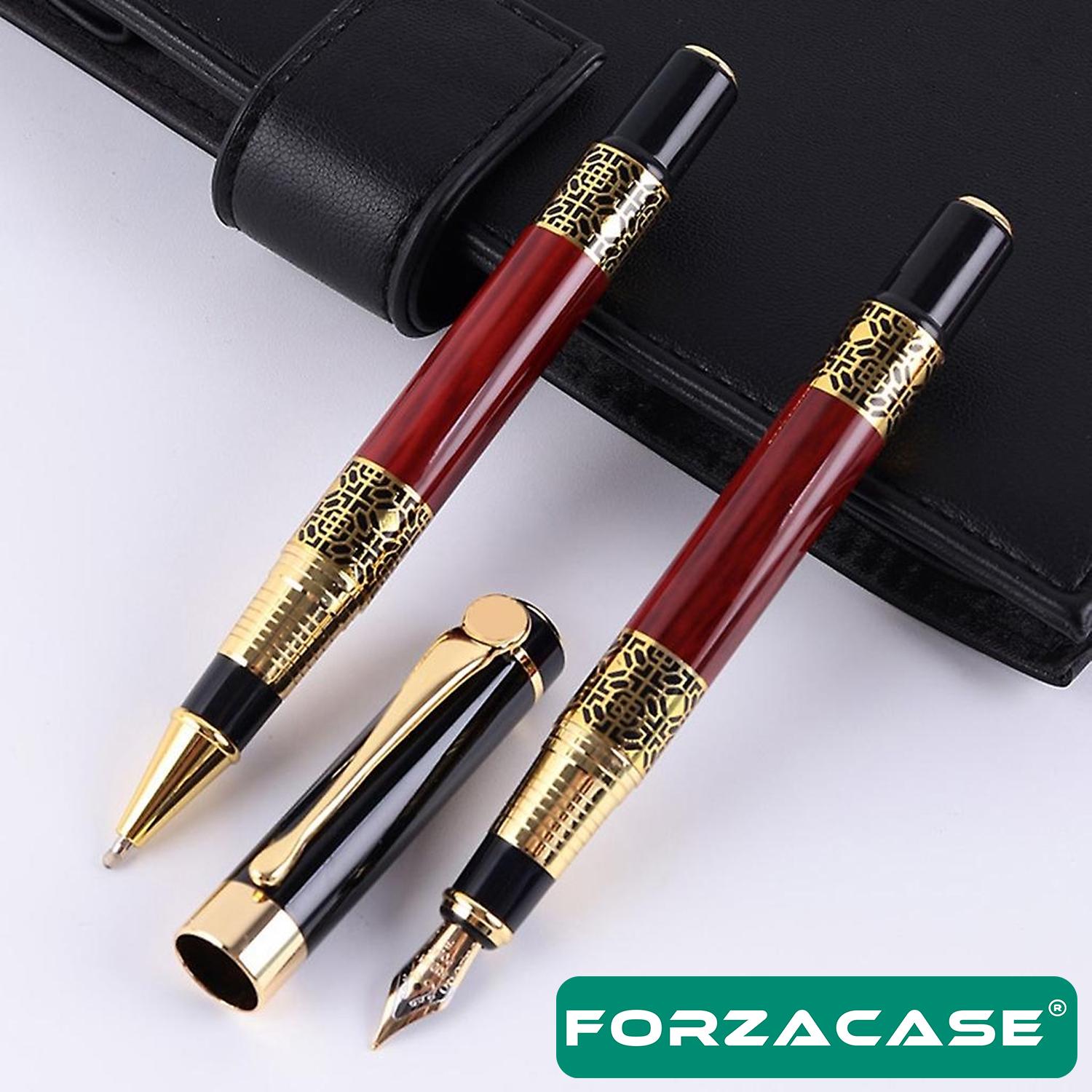 Forzacase Lüks Görünümlü Gold Desen İşlemeli Kutulu Metal Roller Kalem - FC956