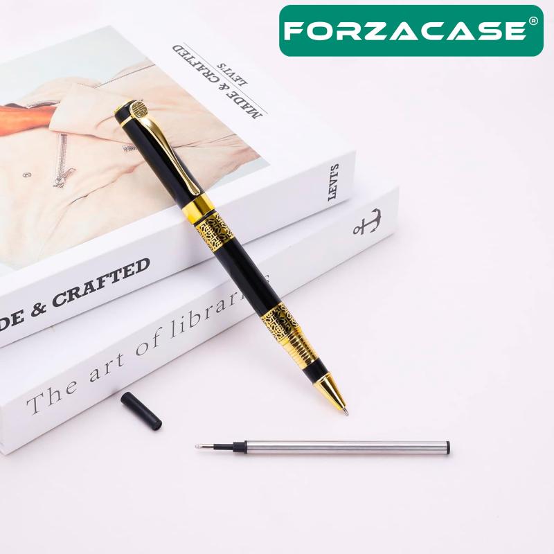 Forzacase Lüks Görünümlü Gold Desen İşlemeli Kutulu Metal Roller Kalem - FC956