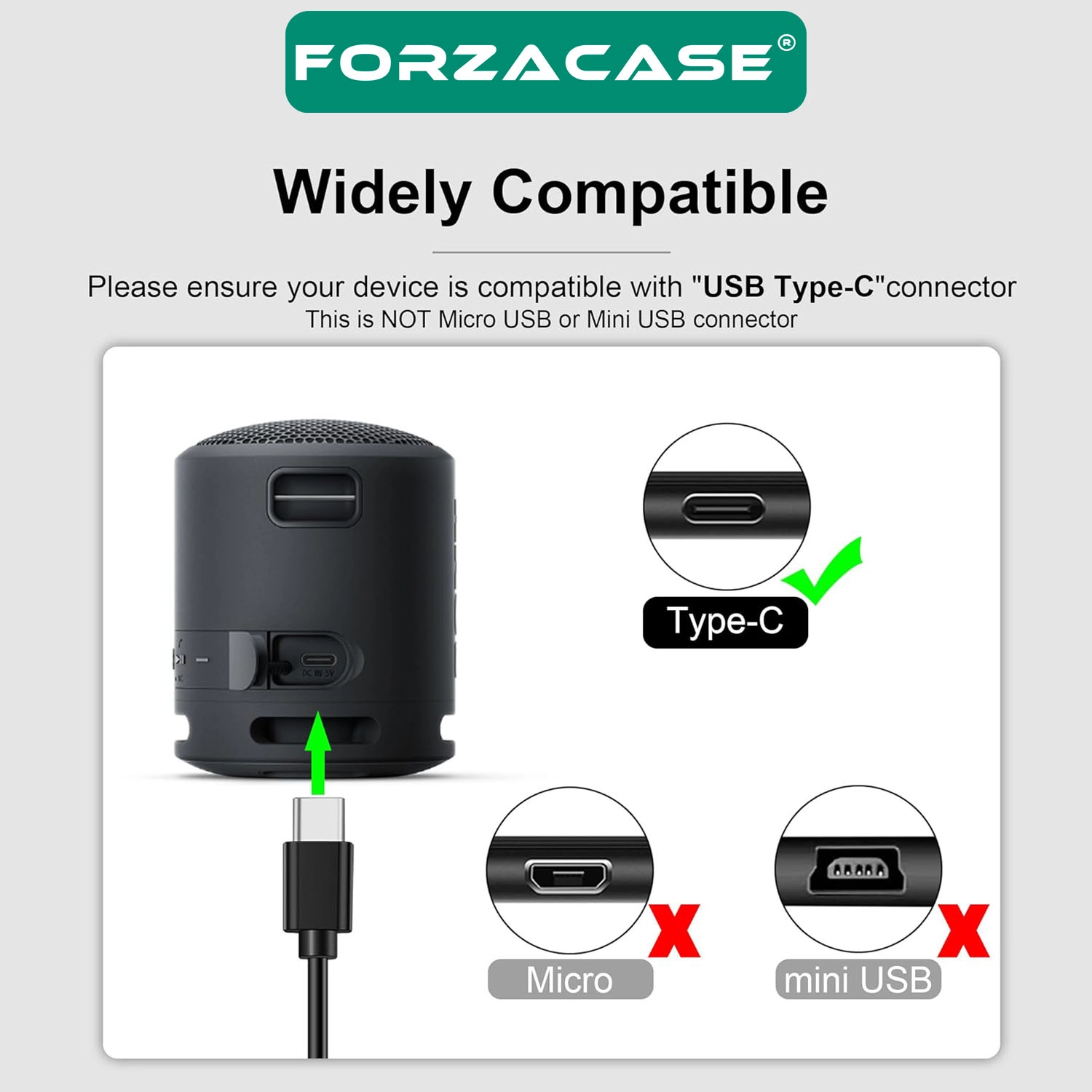 Forzacase 3A Type-C USB Şarj ve Data Kablosu 2 metre Siyah - FC965