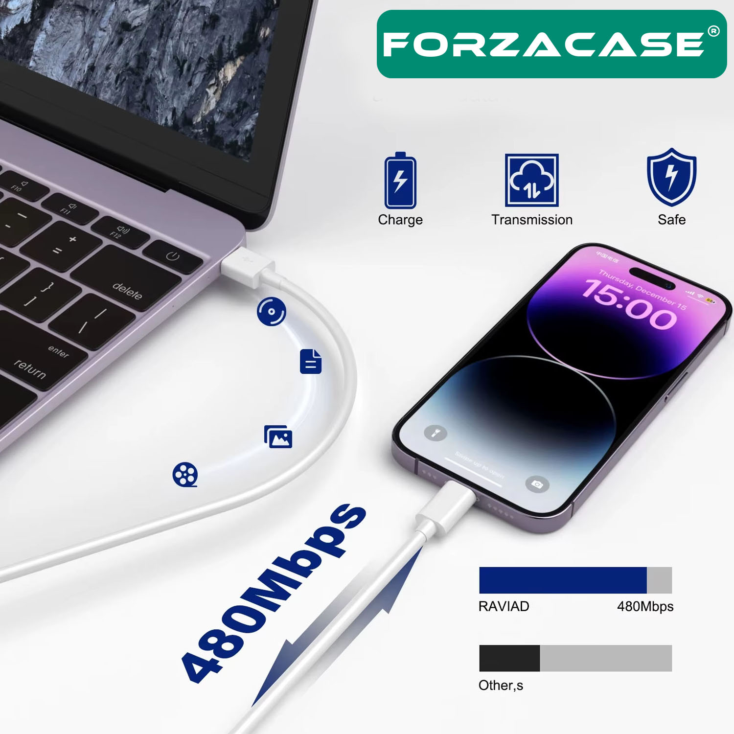 Forzacase iPhone Lightning USB Şarj ve Data Kablosu 5 metre - FC970