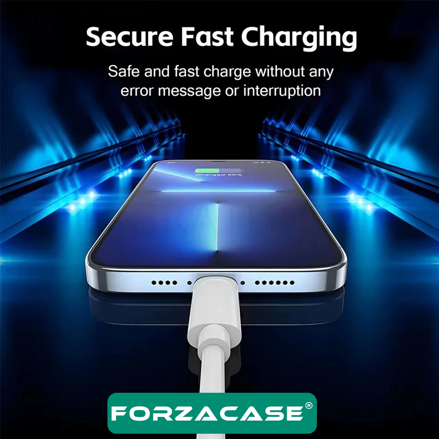 Forzacase iPhone Lightning USB Şarj ve Data Kablosu 3A 5 metre Beyaz - FC1172