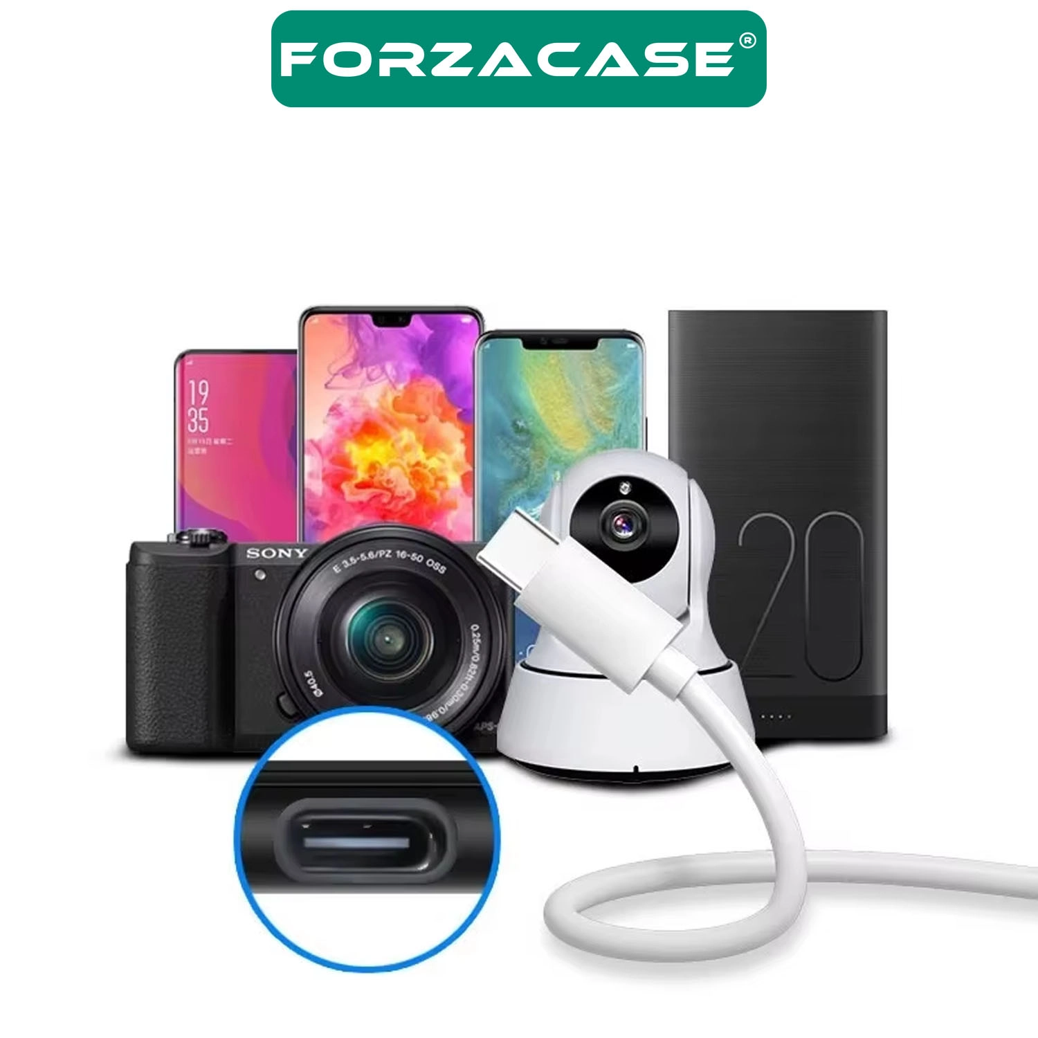Forzacase 3A Type-C USB Şarj ve Data Kablosu 5 metre Beyaz - FC1162
