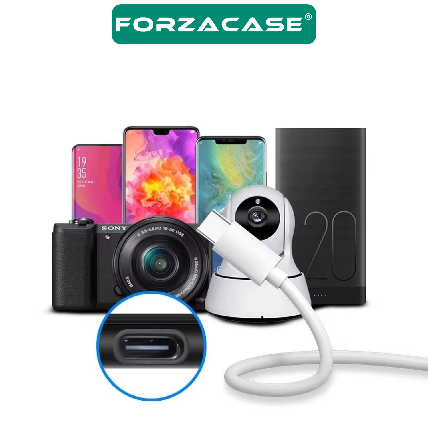 Forzacase 3A Type-C USB Şarj ve Data Kablosu 2 metre Beyaz - FC965