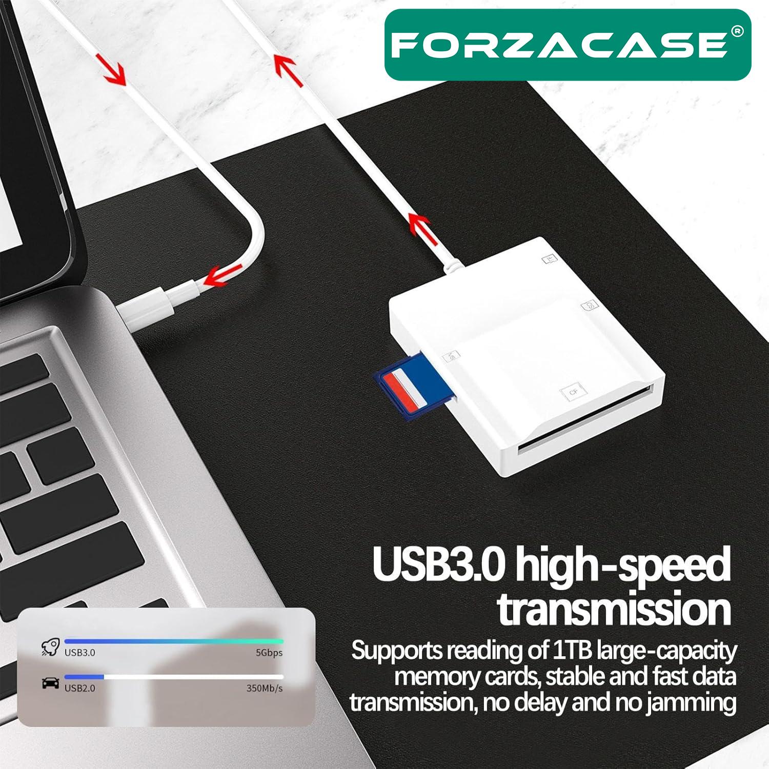 Forzacase USB 3.0 4in1 USB to SD / Micro SD / TF Kart Okuyucu Adaptör - FC973