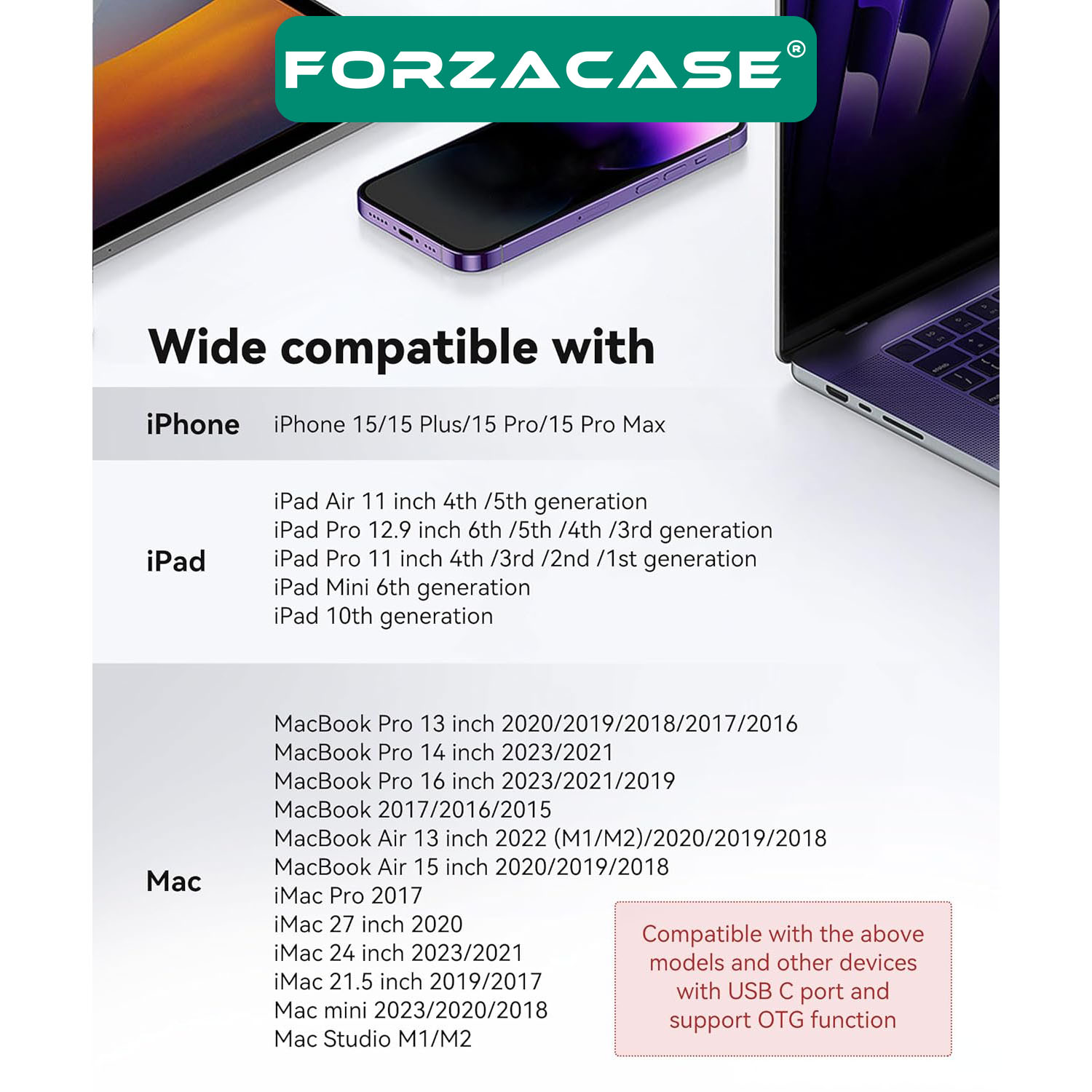 Forzacase Telefon ve Tabletler için Hızlı Type-C to SD / Micro SD / TF Kart Okuyucu Adaptör - FC974