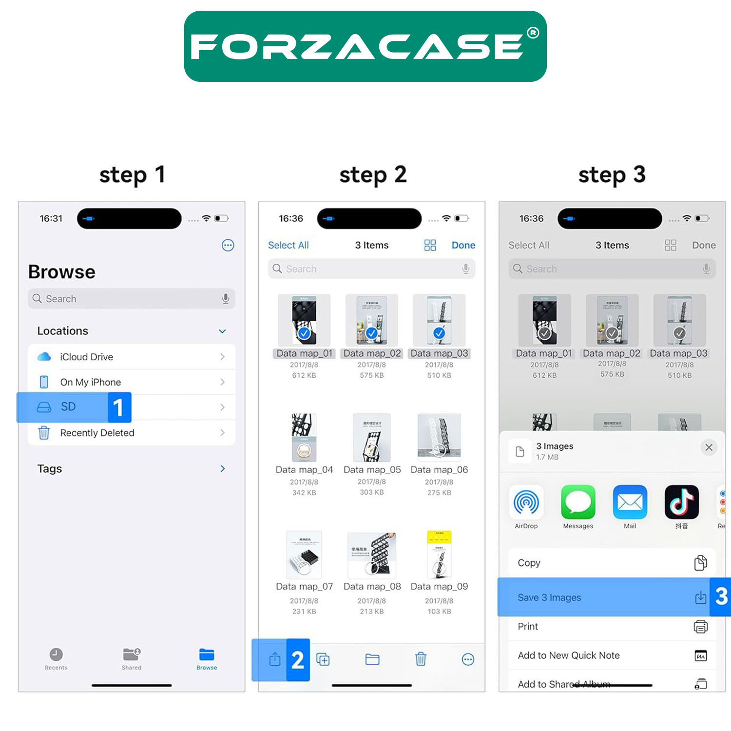 Forzacase Telefon ve Tabletler için Hızlı Type-C to SD / Micro SD / TF Kart Okuyucu Adaptör - FC974