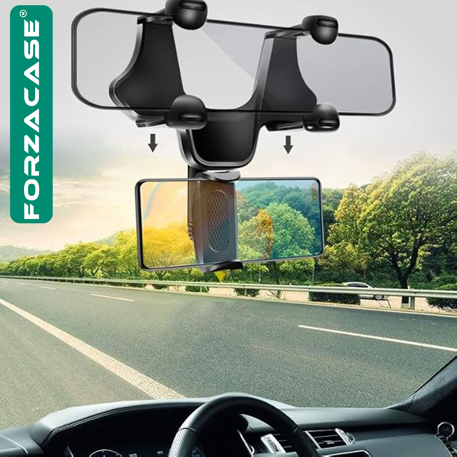 Forzacase 4.0-6.2 inç 360 derece Araç İçi Dikiz Aynasına Takılan Telefon Tutucu - FC977