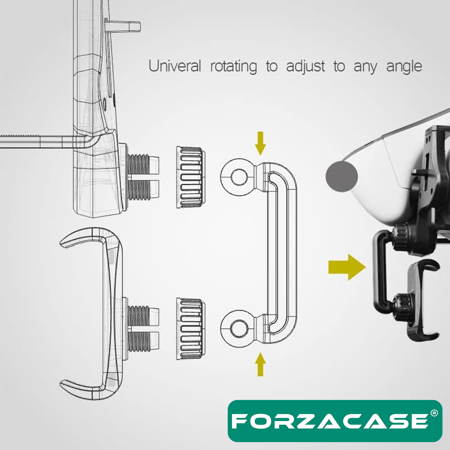 Forzacase 4.0-6.2 inç 360 derece Araç İçi Dikiz Aynasına Takılan Telefon Tutucu - FC977