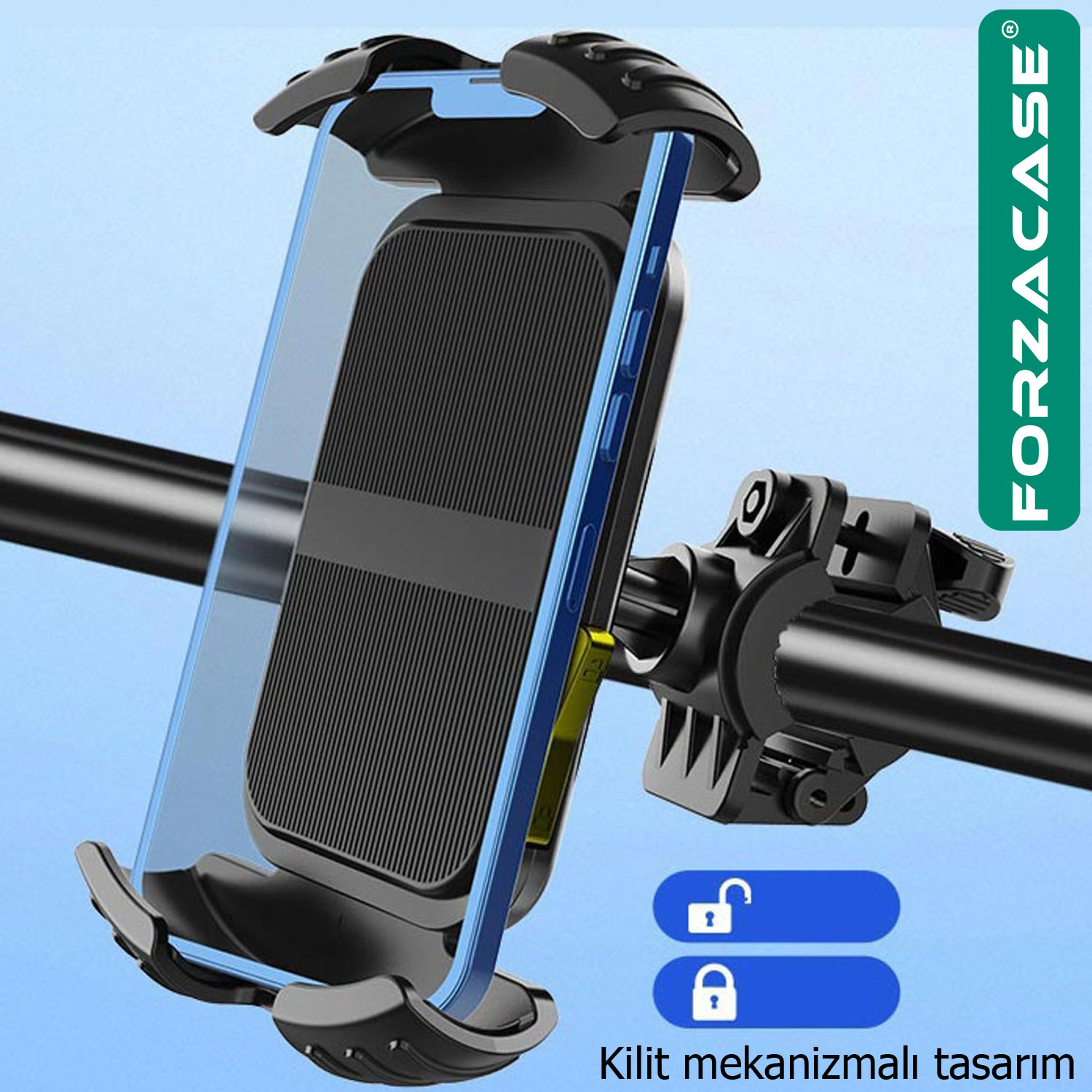 Forzacase Bisiklet Motosiklet Scooter için Gidon Montajlı Telefon Tutucu - FC978
