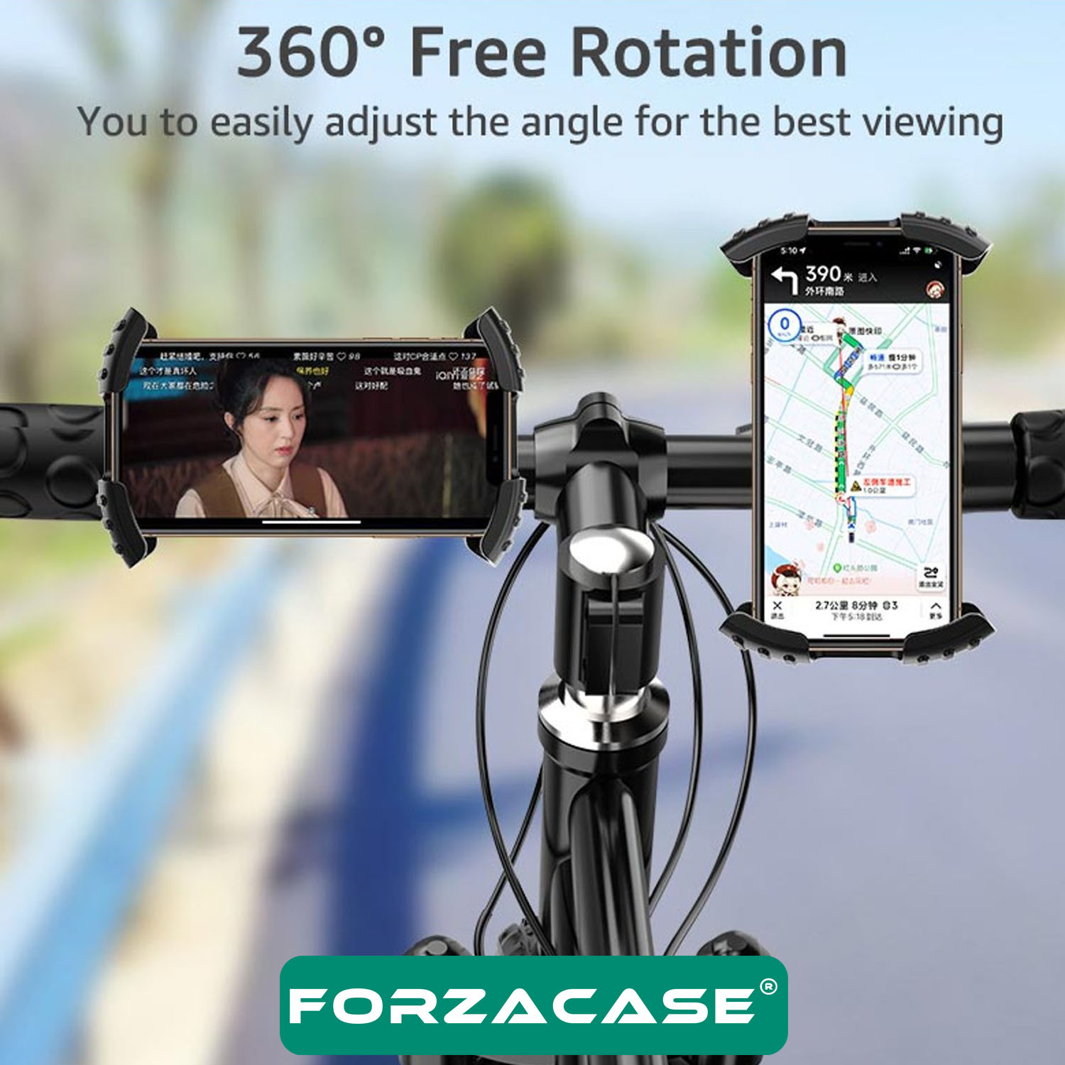Forzacase Bisiklet Motosiklet Scooter için Gidon Montajlı Telefon Tutucu - FC978