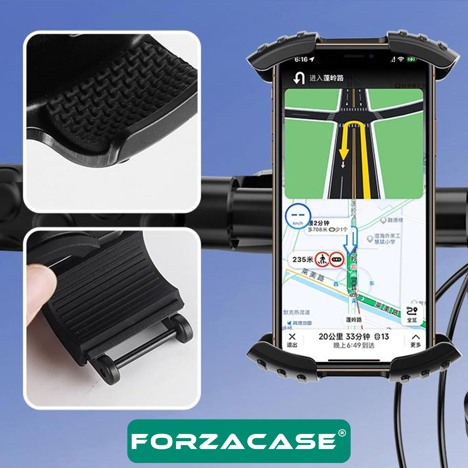 Forzacase Bisiklet Motosiklet Scooter için Gidon Montajlı Telefon Tutucu - FC978