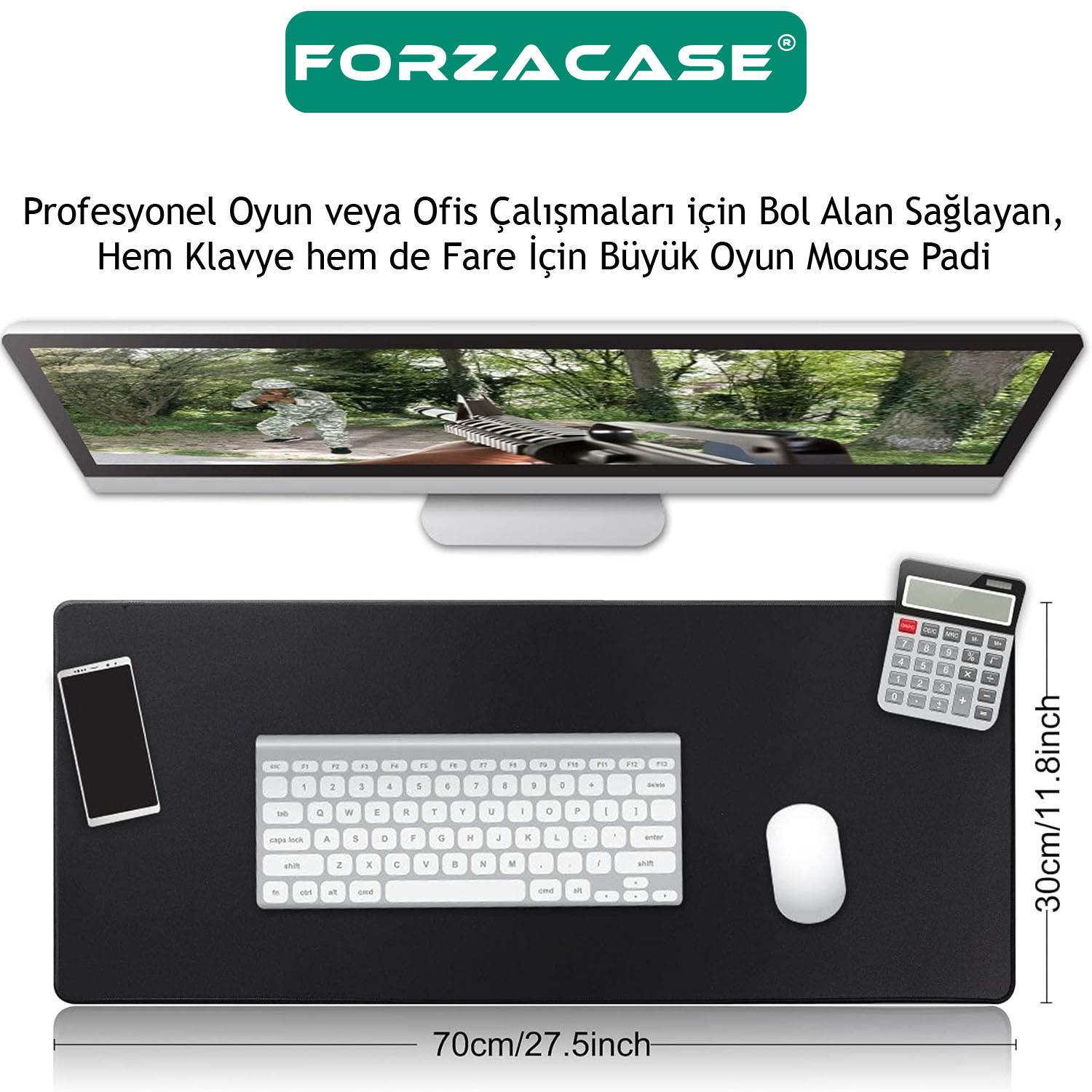 Forzacase Kaymaz Tabanlı Mouse Pad Büyük Boy Gaming Oyuncu uyumlu XL 70 x 30 cm Hexagon - FC985