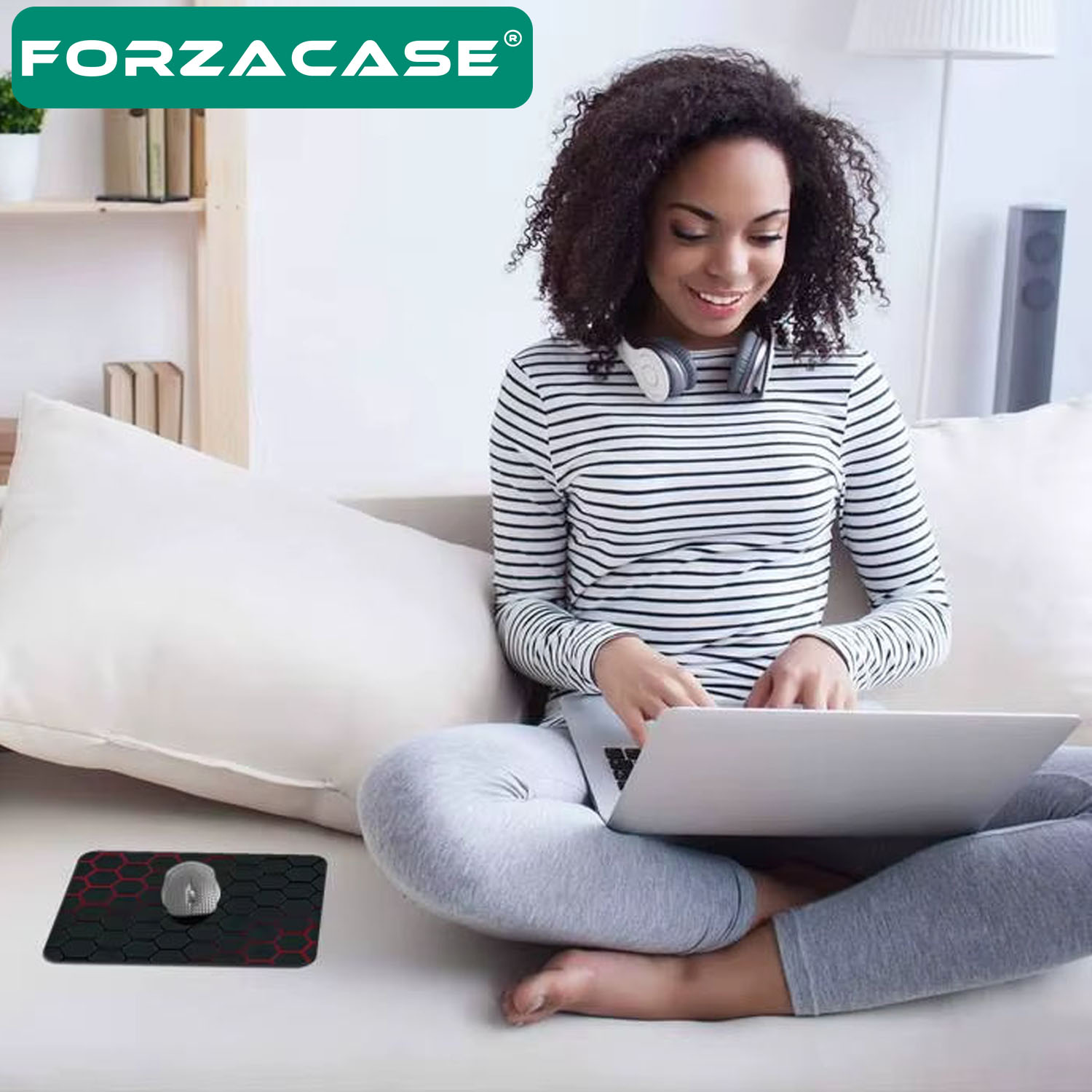 Forzacase Kaydırmaz Silikon Tabanlı Mat Mouse Pad 30 x 25 cm Altıgen Baskılı - FC986