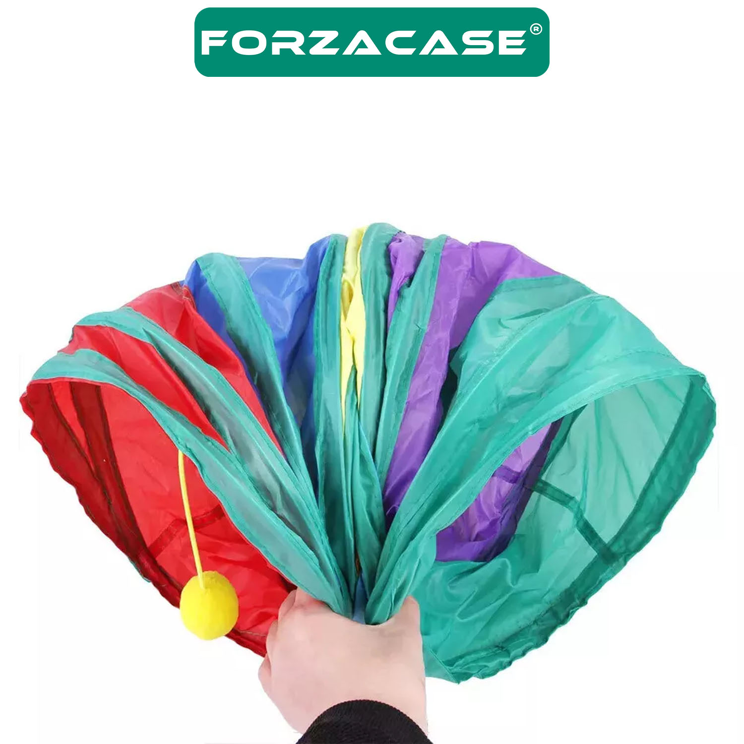 Forzacase Katlanır Gökkuşağı Oyuncak Toplu Eğlenceli Kedi Oyun Tüneli 25x50cm - FC990