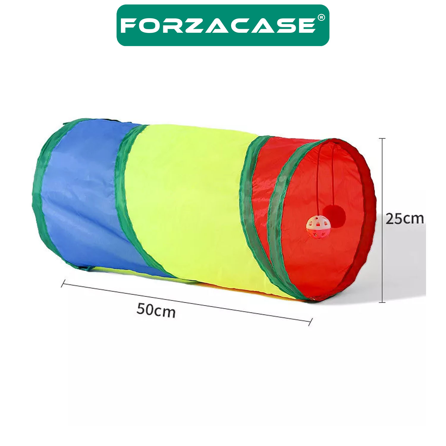 Forzacase Katlanır Gökkuşağı Oyuncak Toplu Eğlenceli Kedi Oyun Tüneli 25x50cm - FC990