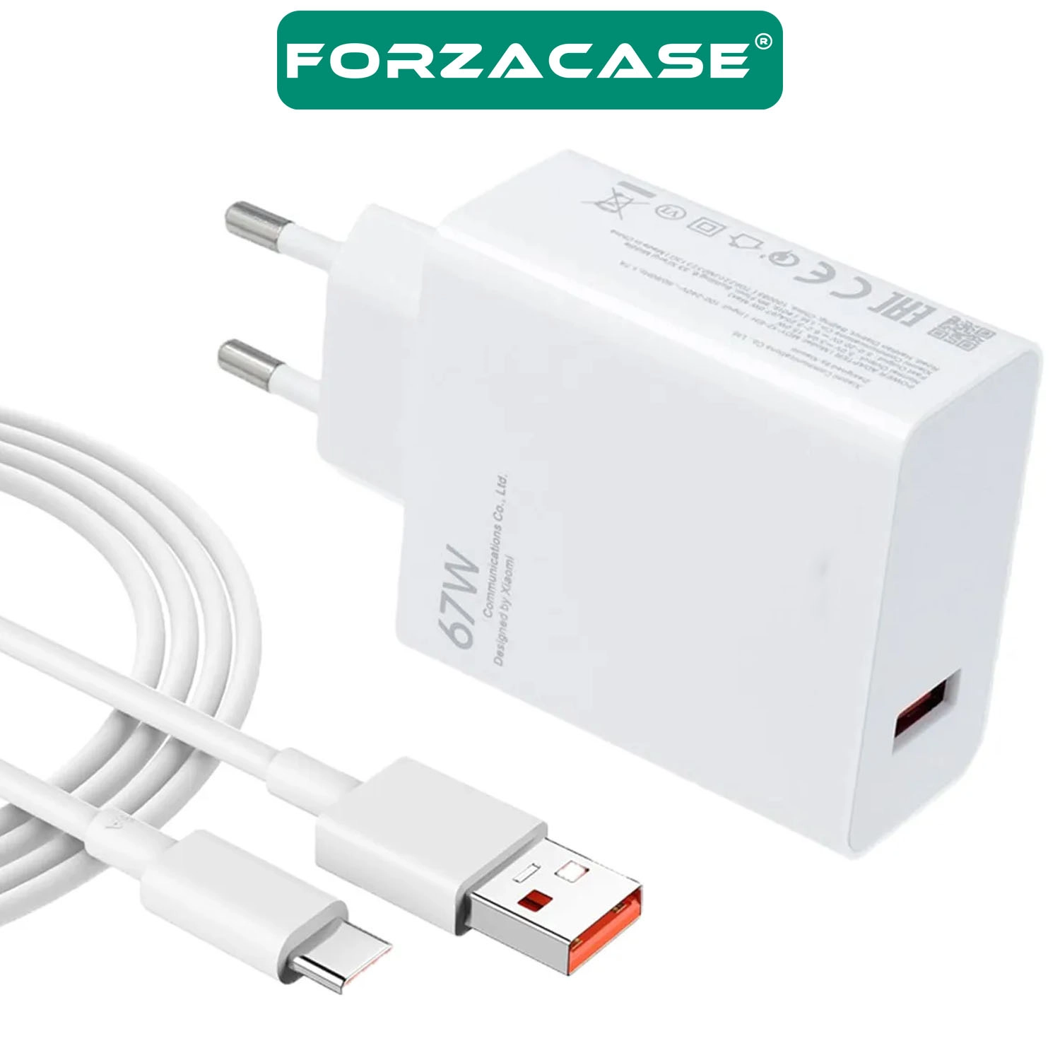 Forzacase Galaxy Tab A11 Serisi ile uyumlu Hızlı Şarj Destekli 67W Type-C USB Şarj Cihazı Seti FC996
