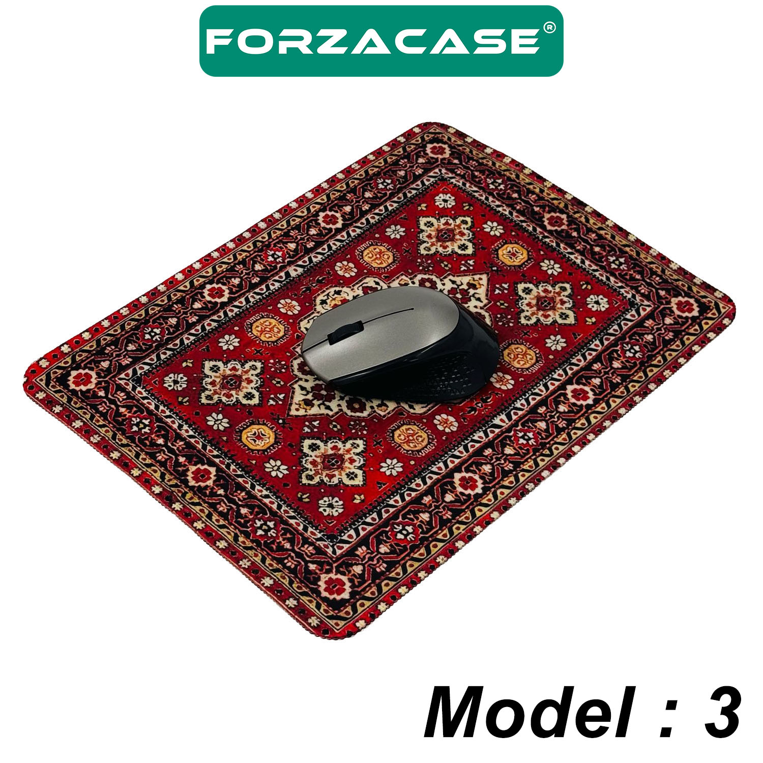 Forzacase Halı Desenli Kaydırmaz Silikon Tabanlı Mat Mouse Pad 30x25cm Model 3 - FC998