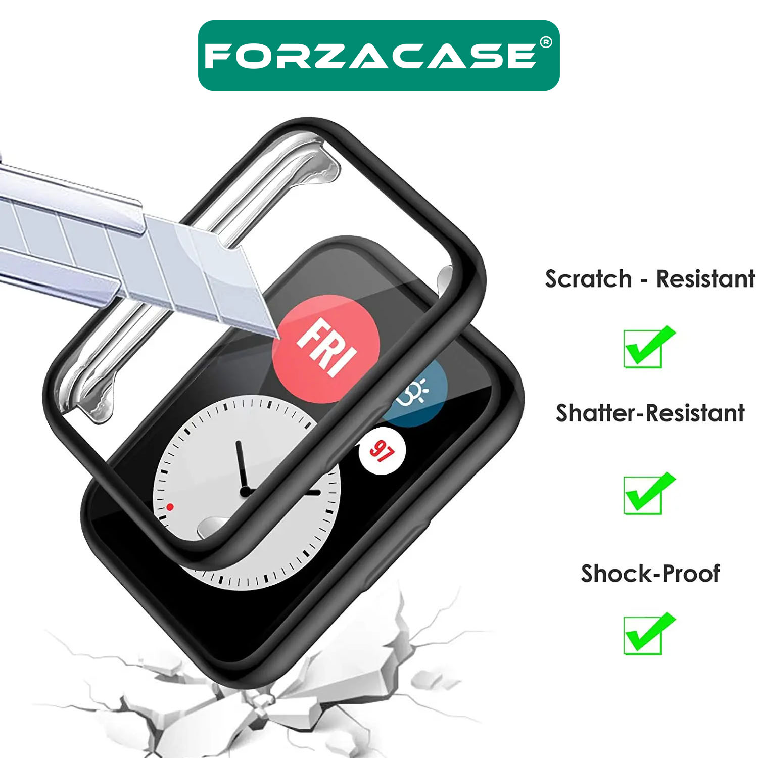 Forzacase Huawei Watch Fit 2 ile uyumlu Önü Kapalı Ekran Korumalı Silikon Kılıf - FC010