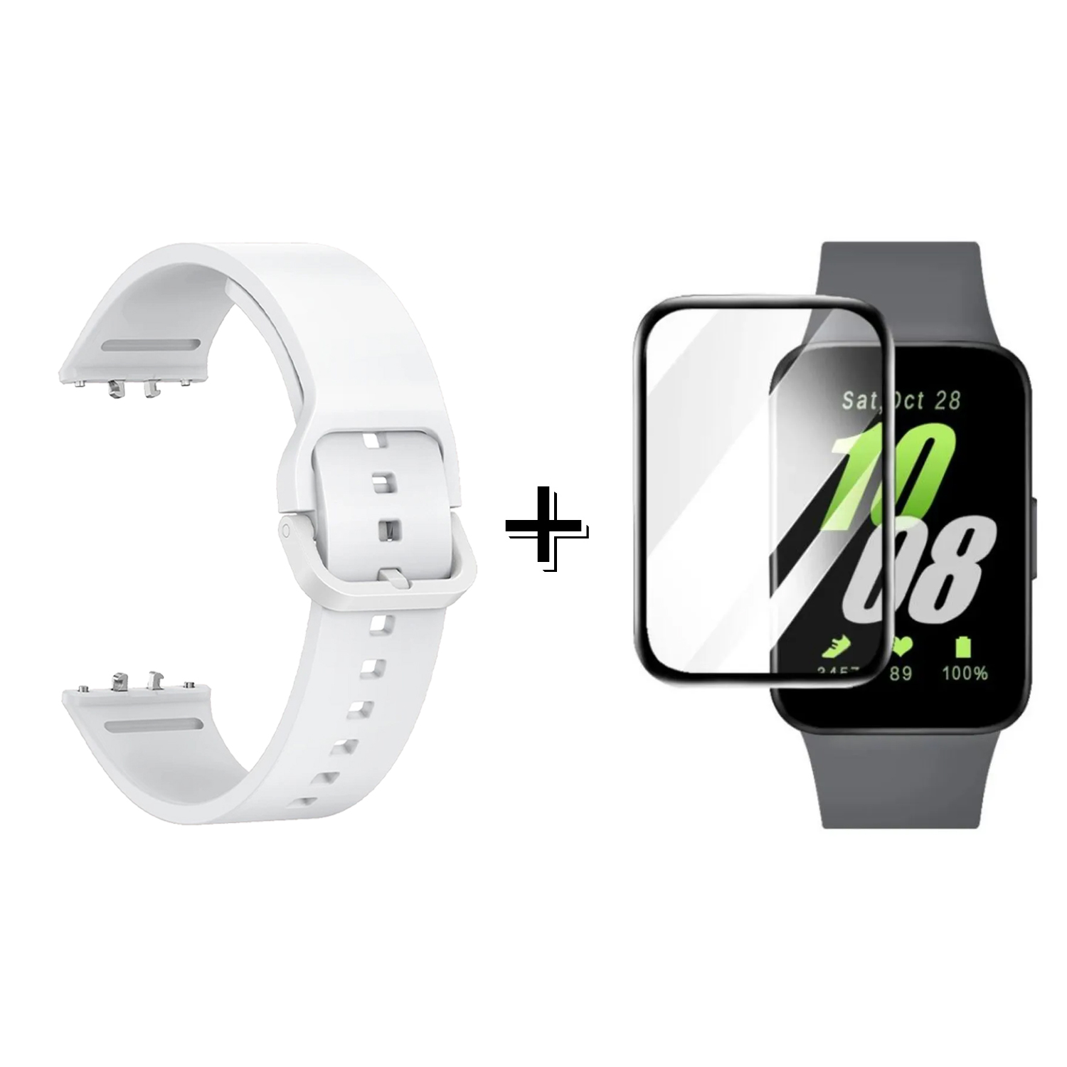Forzacase Samsung Galaxy Fit 3 ile uyumlu Silikon Kordon Kayış + Ekran Koruma Filmi - FC440